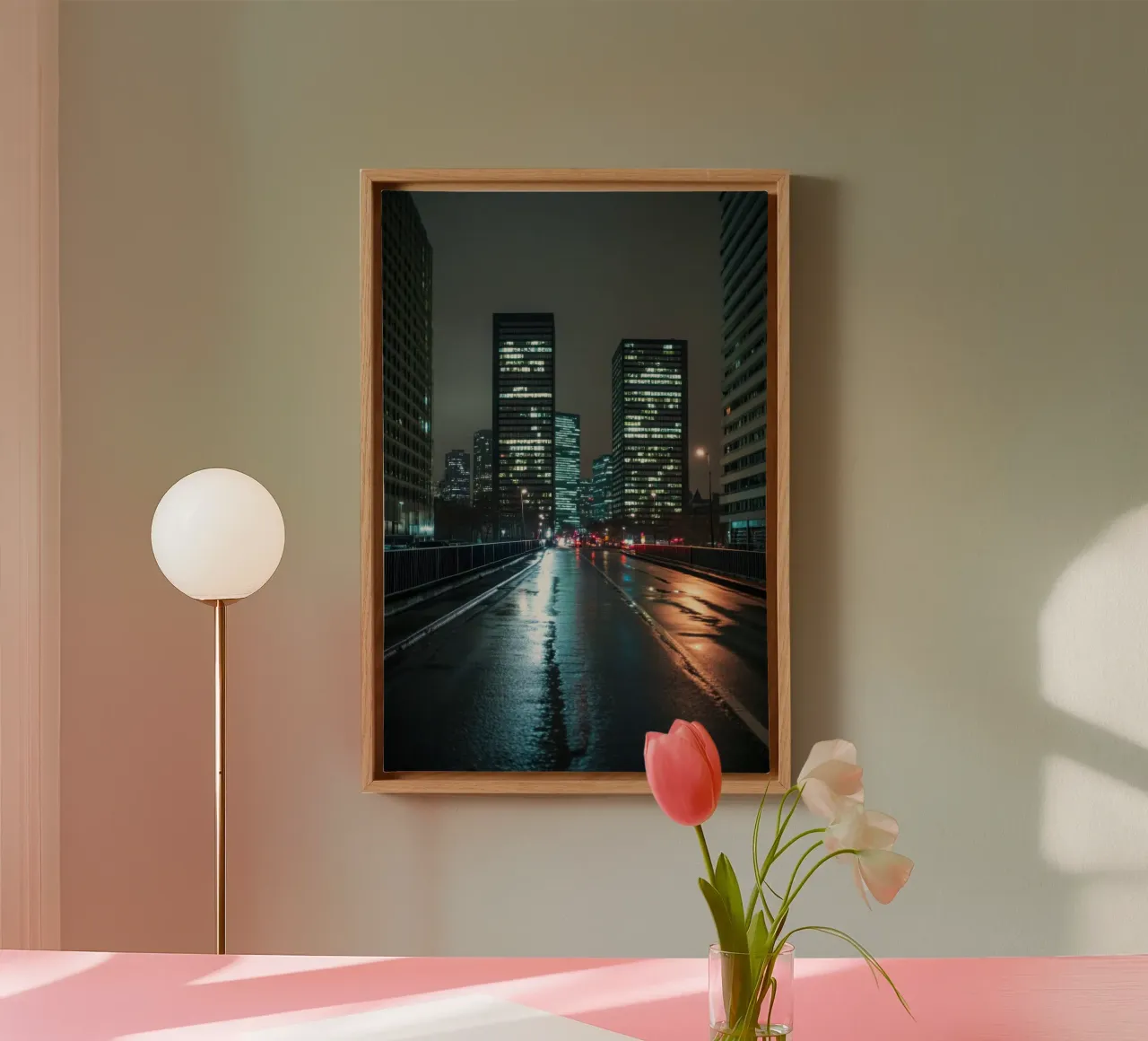 Stedelijk perspectief: modern Parijs bij nacht canvas met Baklijst van By Night
