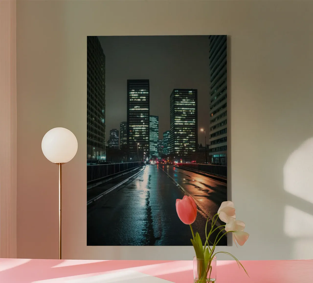 Stedelijk perspectief: modern Parijs bij nacht canvas met Baklijst van By Night