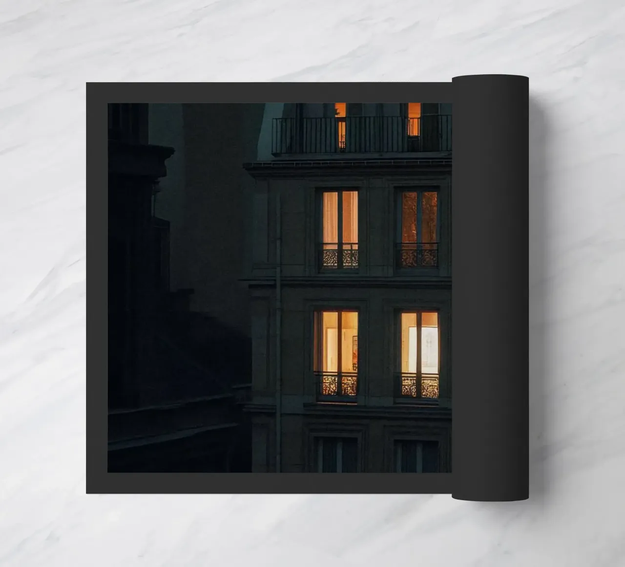 Silhouettes and lights: Paris at twilight doormat by By Night