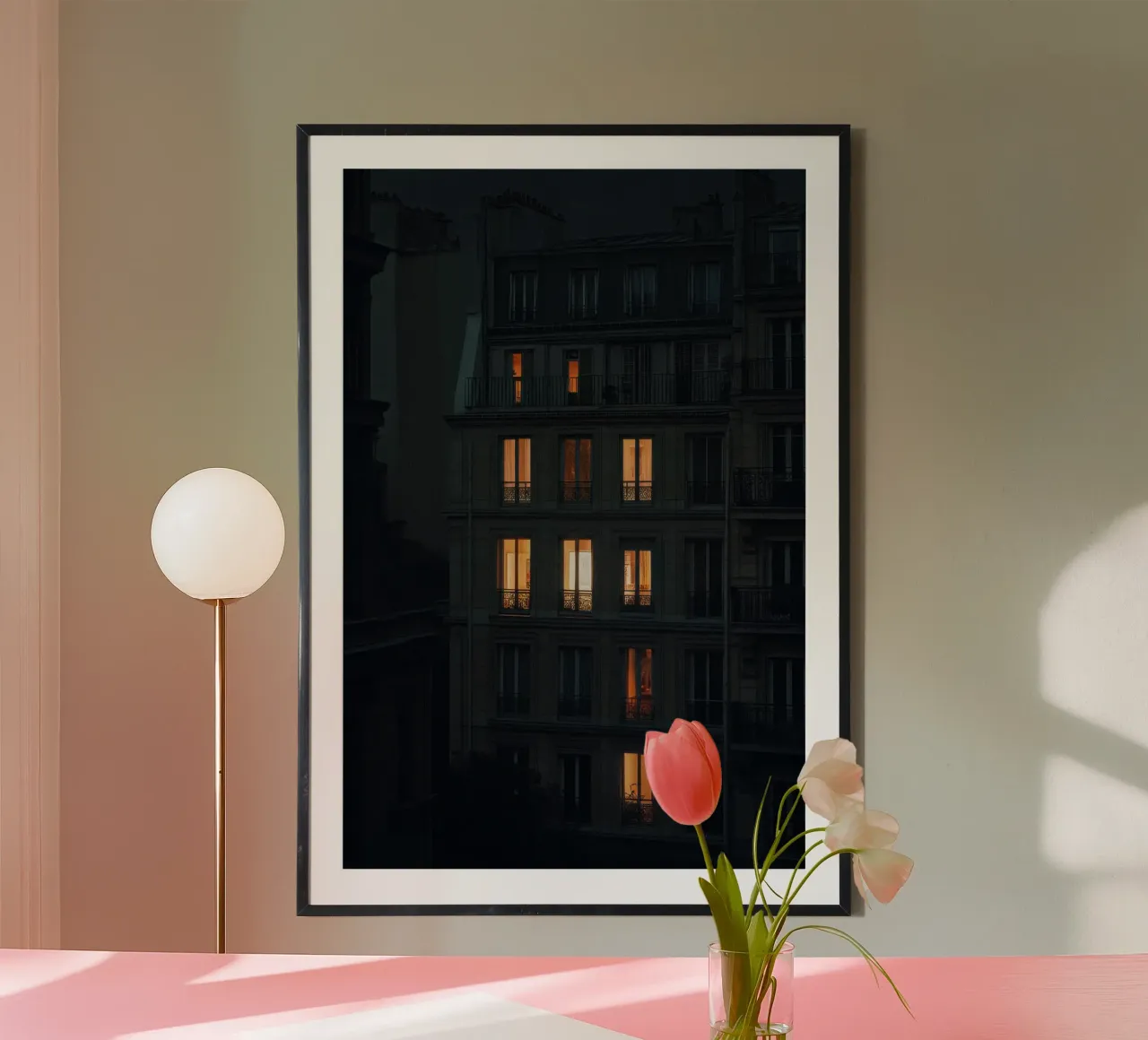 Silhouettes and lights: Paris at twilight poster by By Night