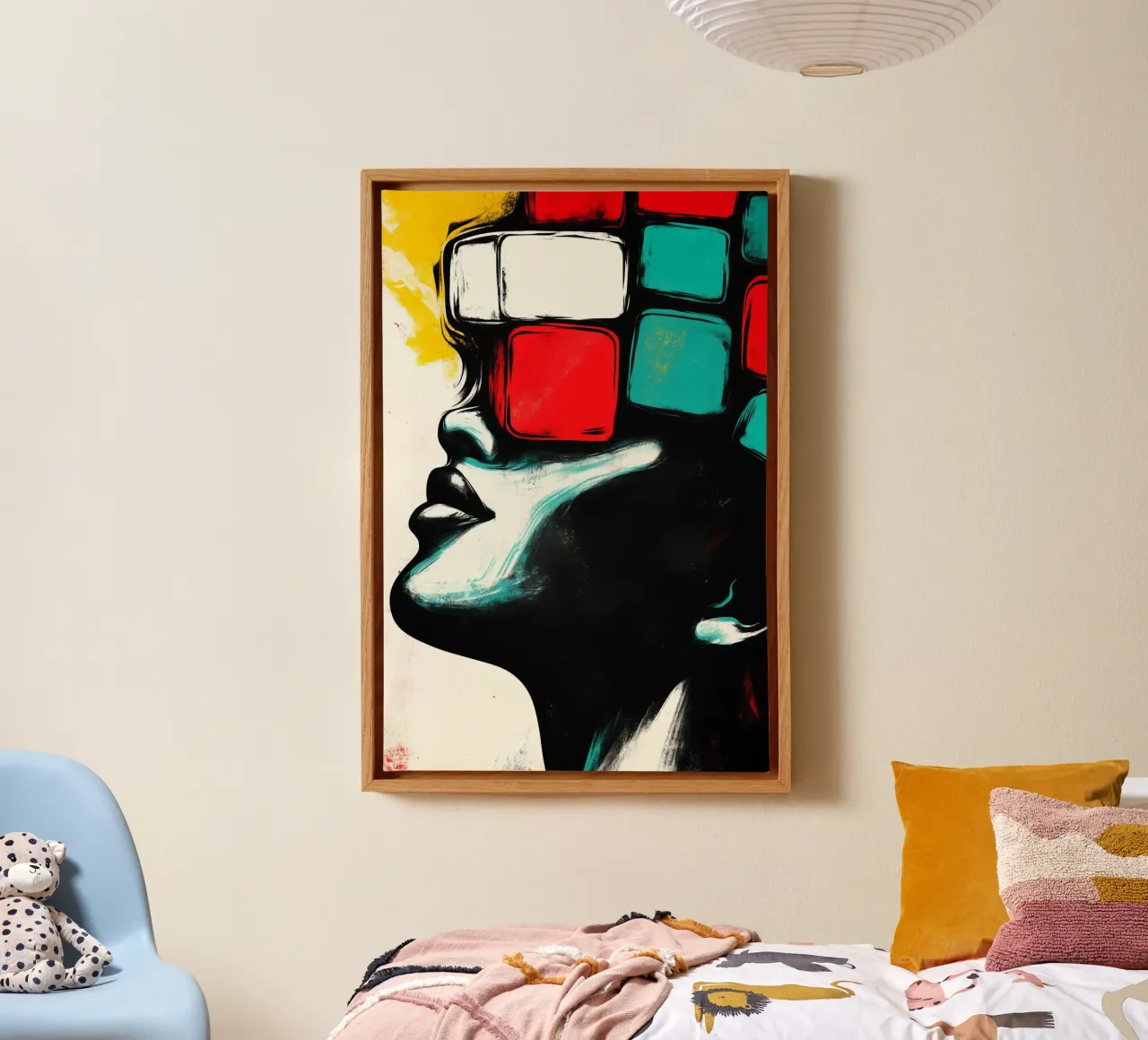 Visions caught in blocks between reality and dream canvas with Floater frame by melipo-art