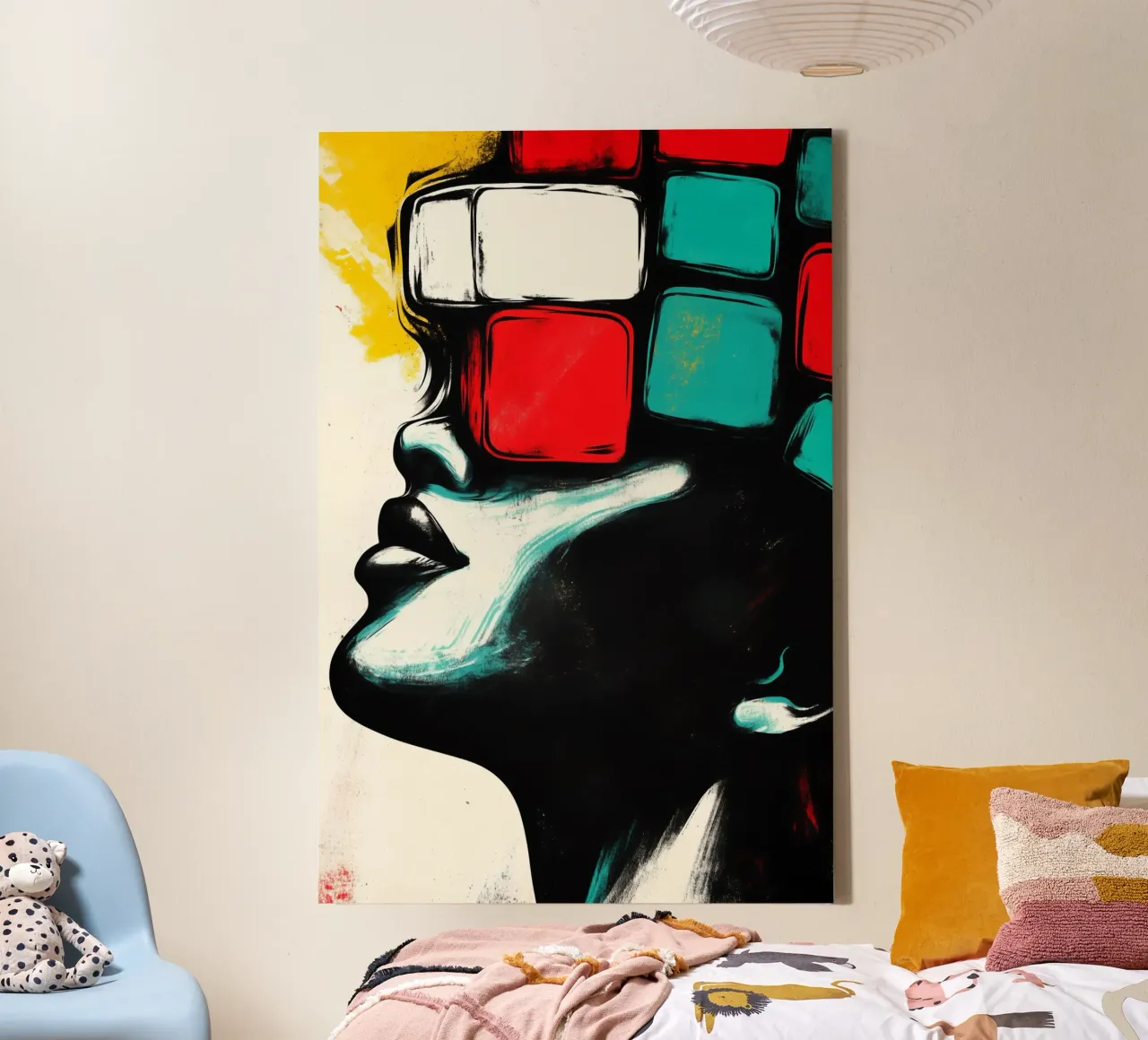 Visions caught in blocks between reality and dream canvas with Floater frame by melipo-art