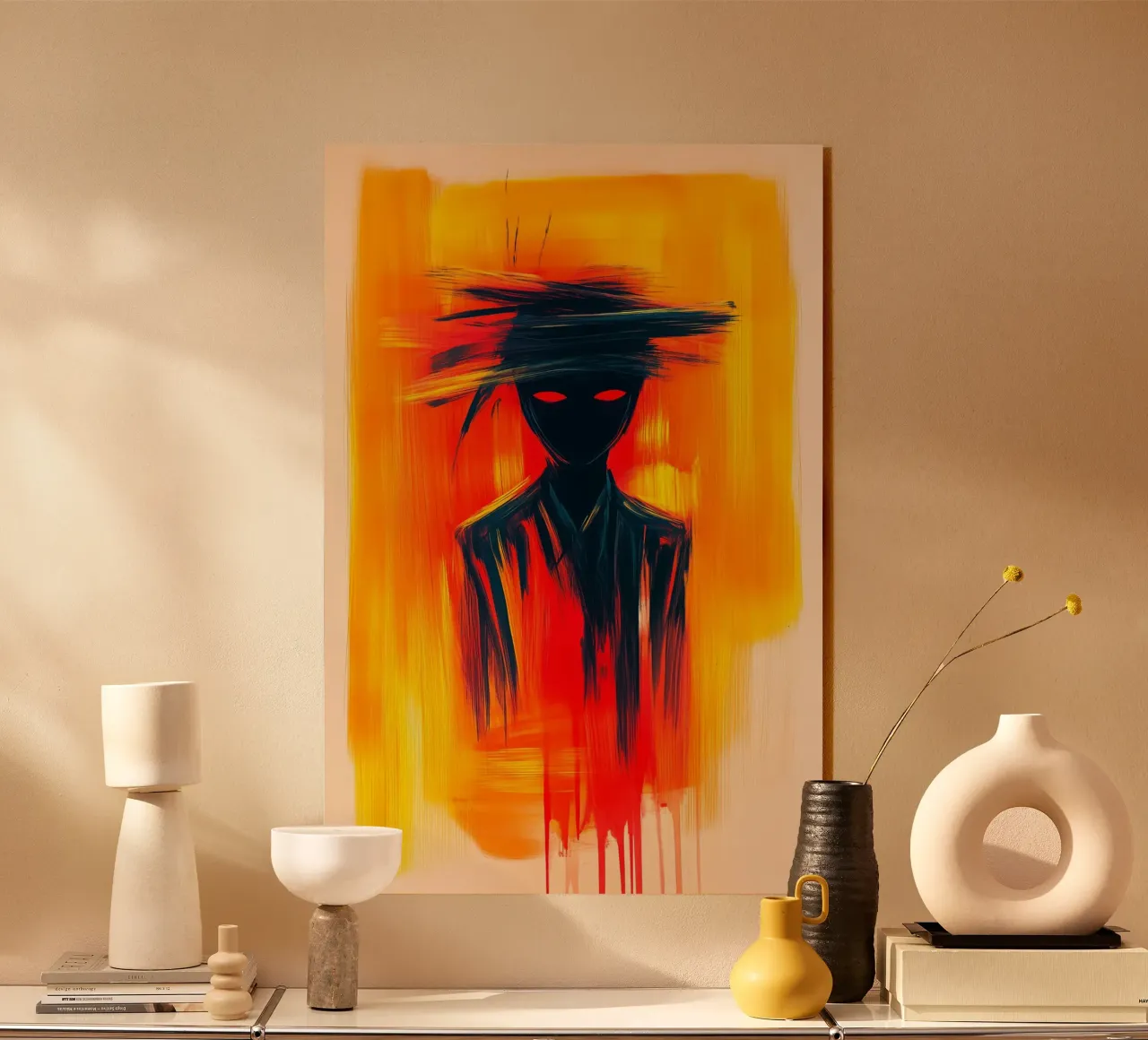 Schaduwen in een vlammenzee acryl van melipo-art