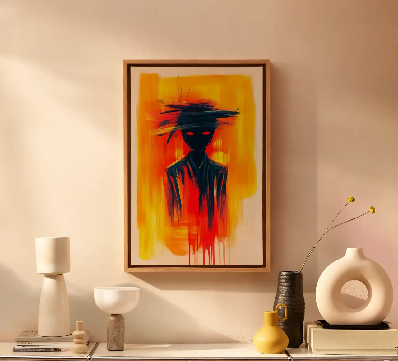 Schaduwen in een vlammenzee canvas van melipo-art