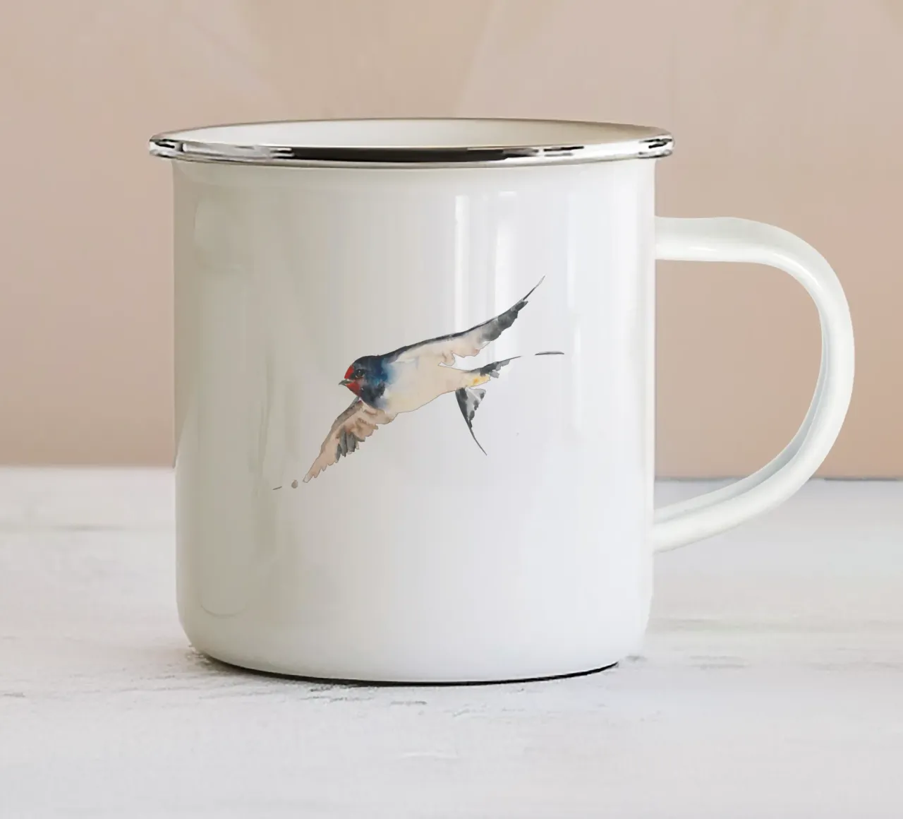 Rondine tazza in smalto da Catherina Turk Aquarelle
