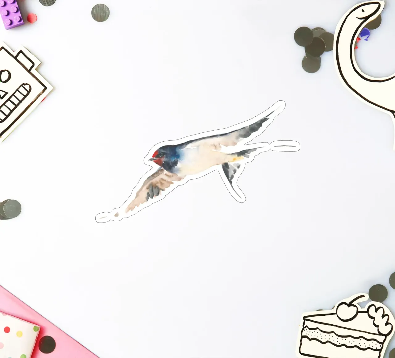 Swallow sticker by Catherina Turk Aquarelle