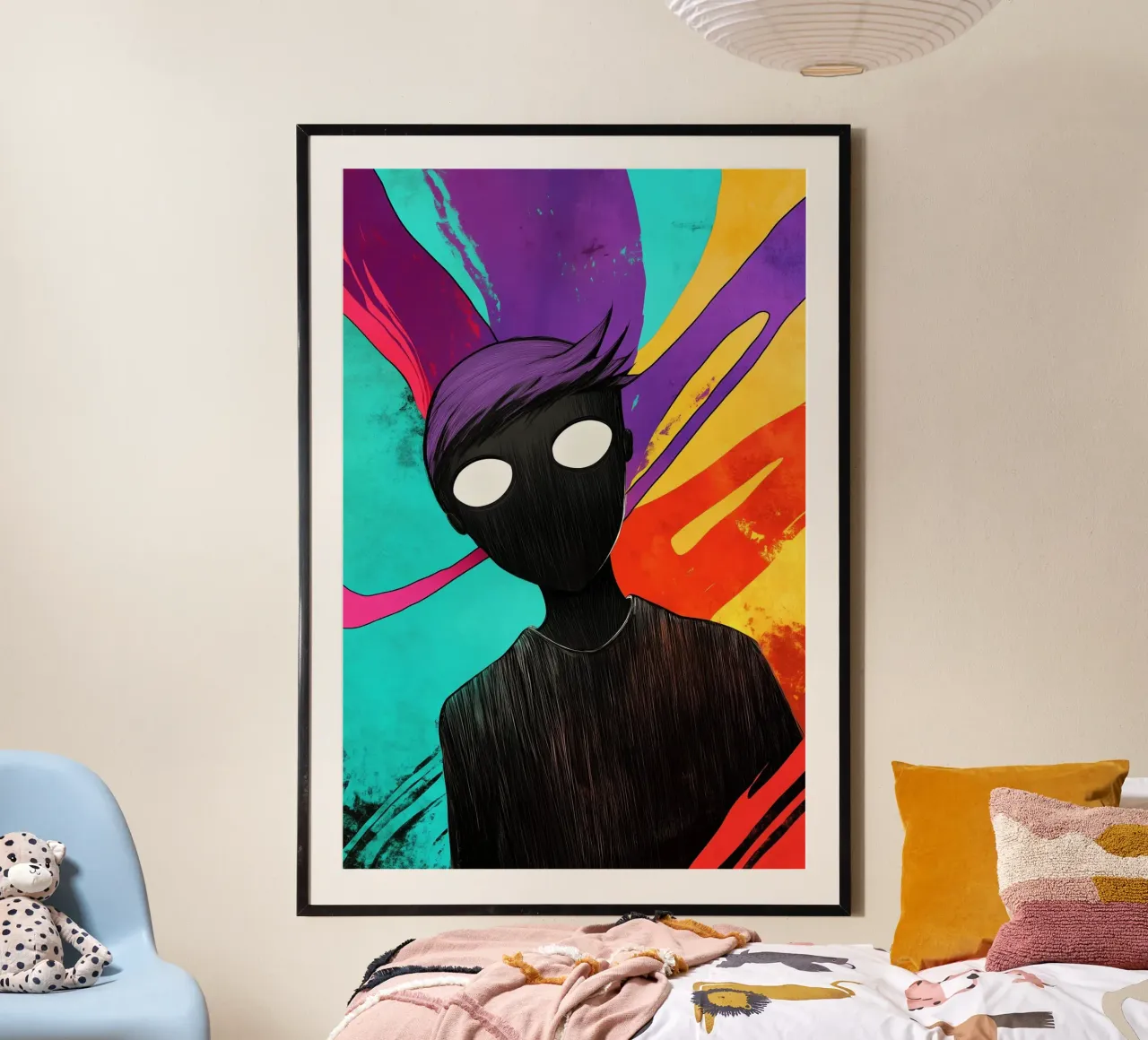 Entre ombres et couleurs, en quête d'identité poster avec cadre en bois de melipo-art