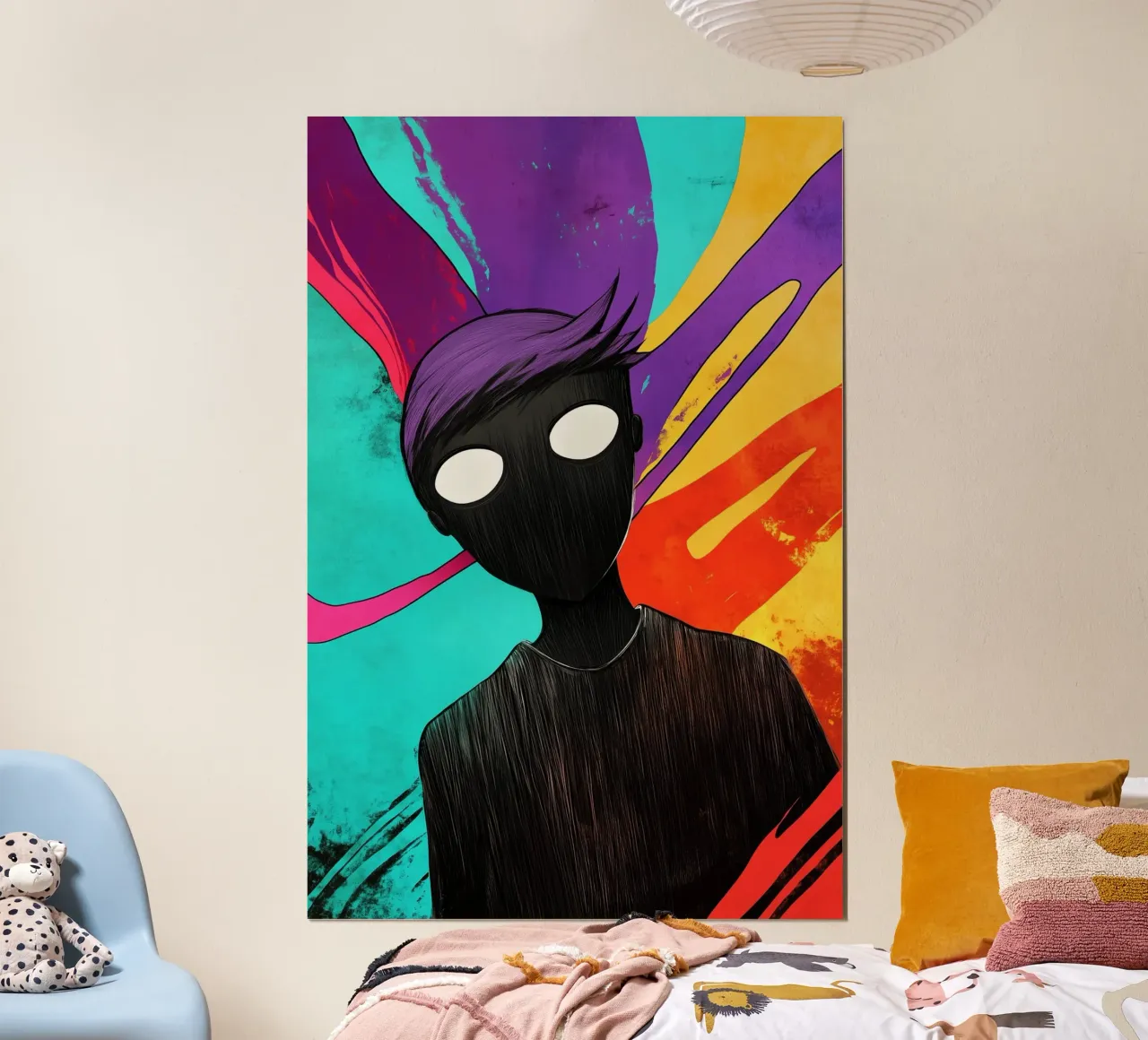 Entre ombres et couleurs, en quête d'identité poster avec cadre en bois de melipo-art