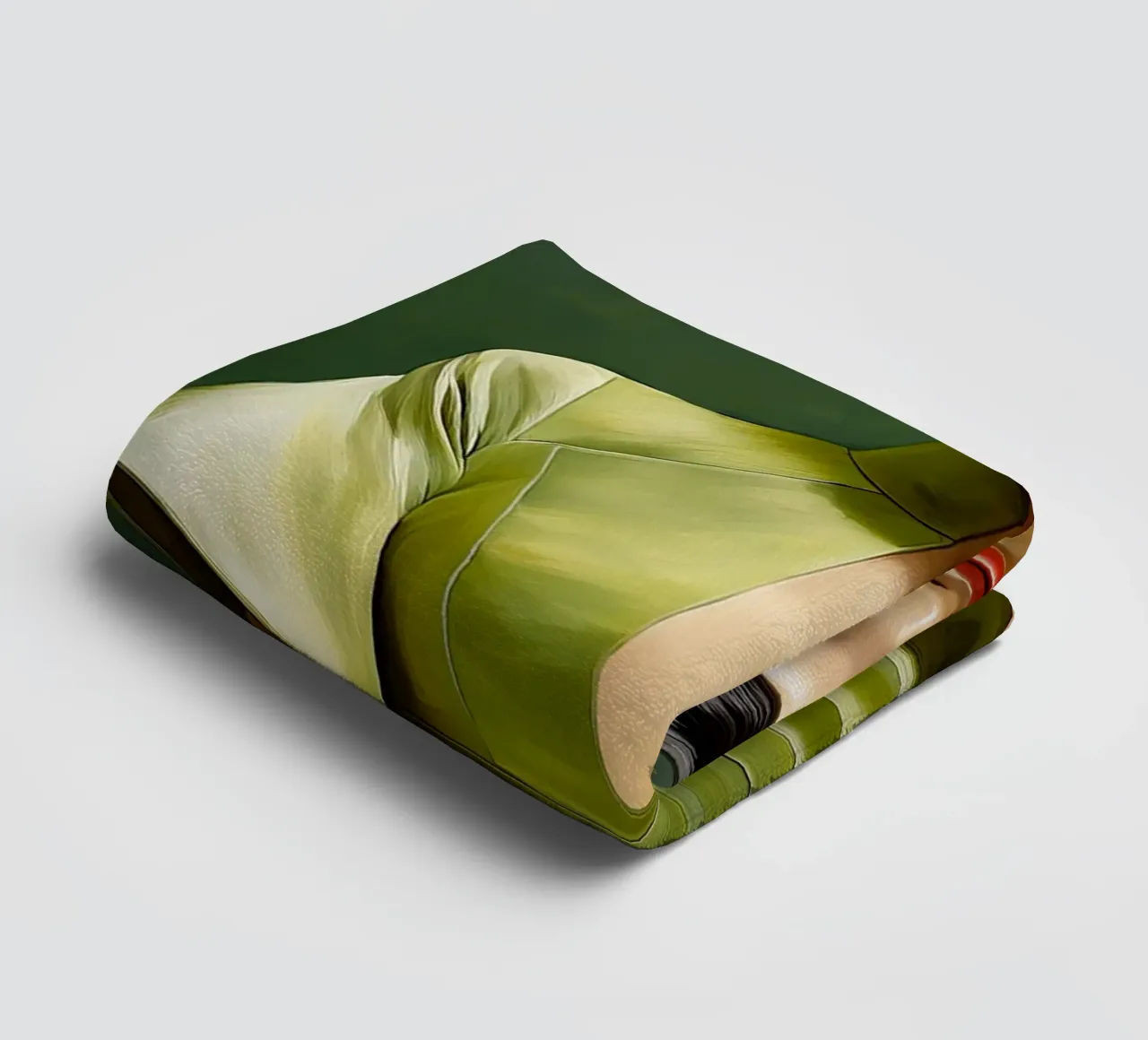 Ritratto donna giapponese in abito verde asciugamano da bagno da Take Your Art BV