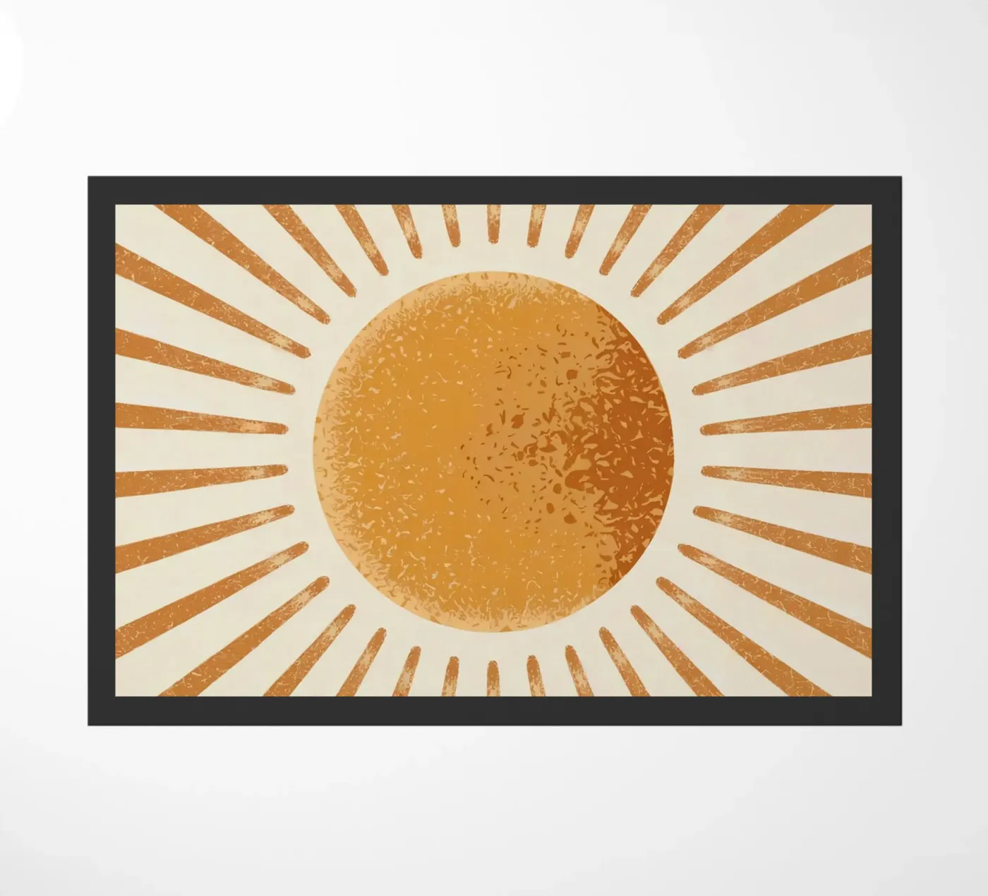 Sunburst Wall Art - Retro Yellow Sun Poster - Boho Home Deco doormat by logic