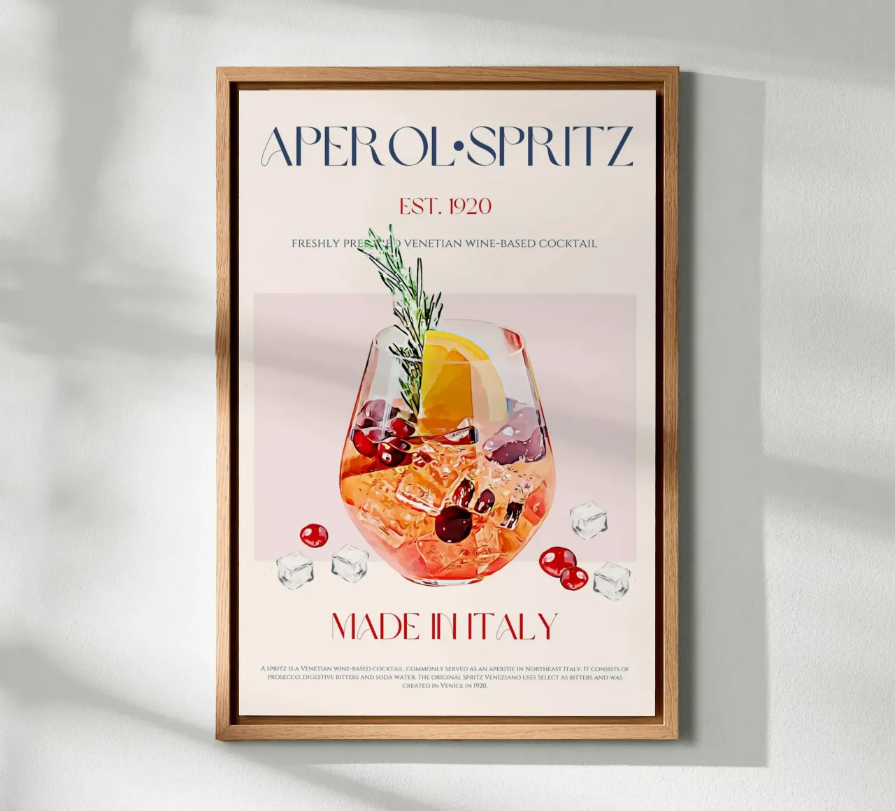 Aperol Spritz Cocktail Print canvas with Floater frame by KOKRPrints