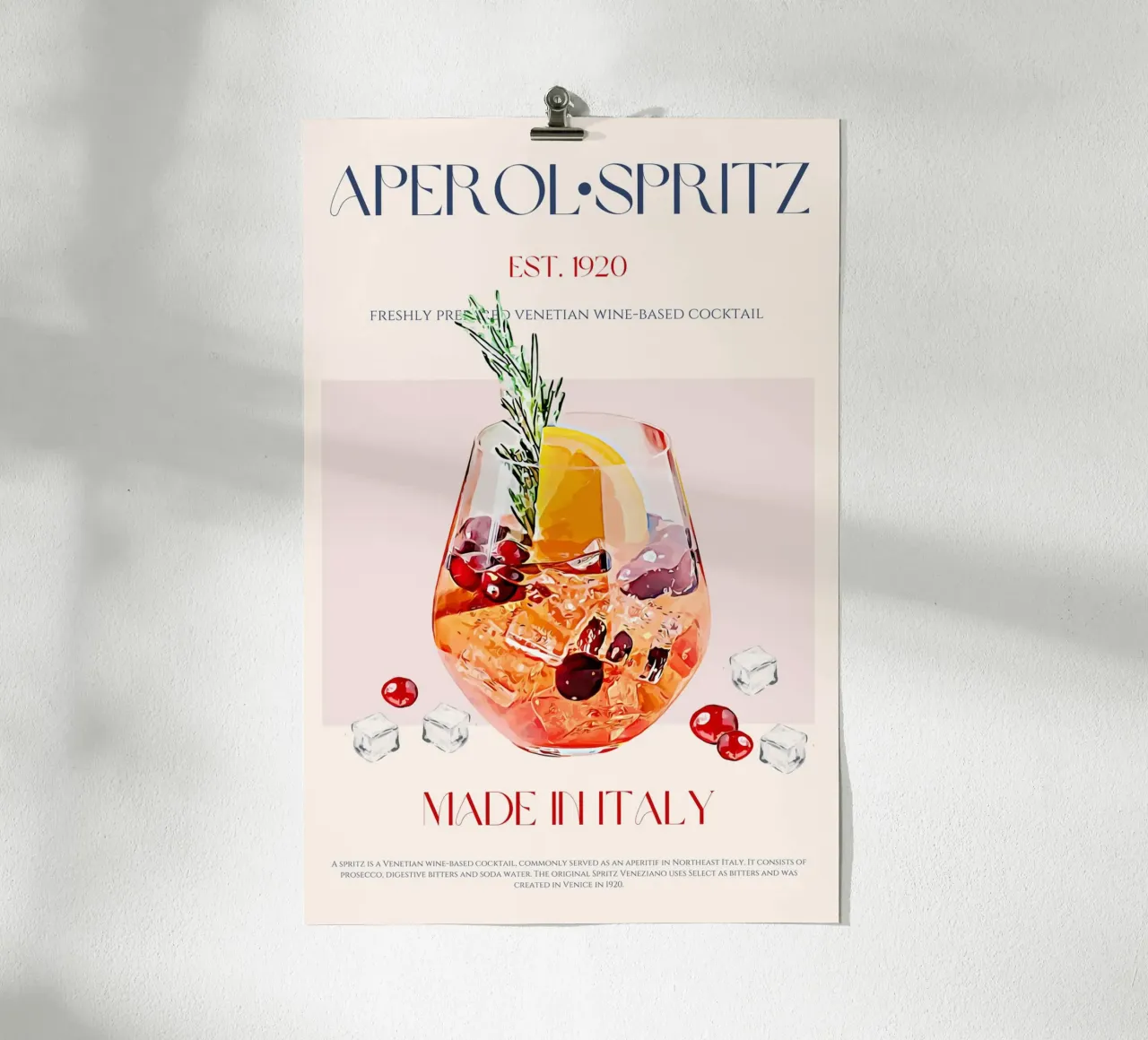 Stampa Aperol Spritz Cocktail poster con telaio in plastica da KOKRPrints