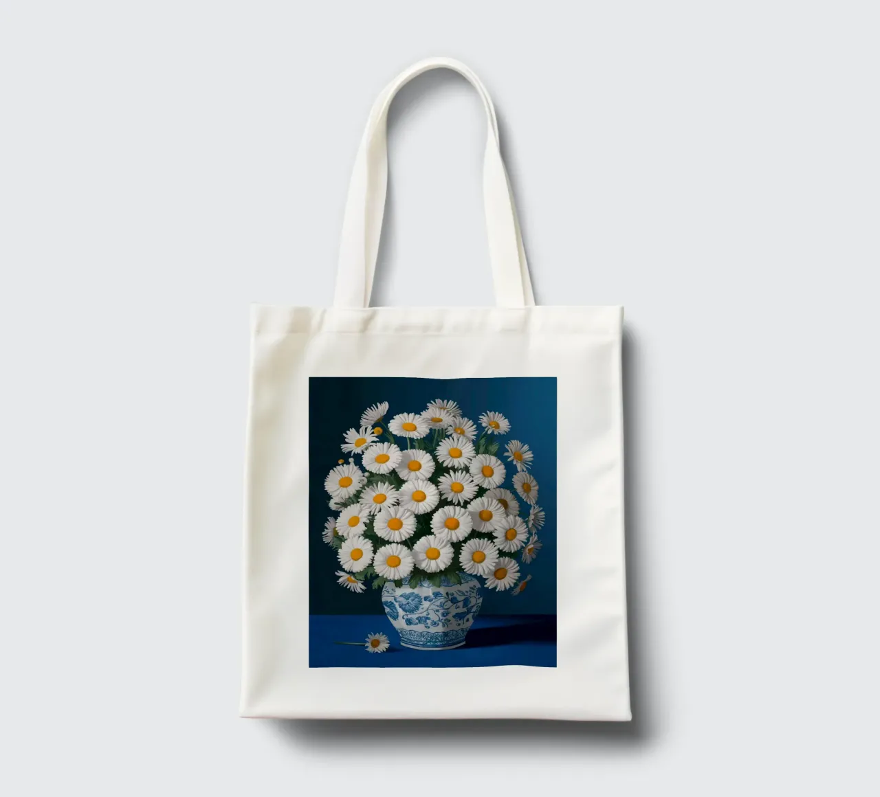 Margherite in un vaso blu borsa in juta da logic