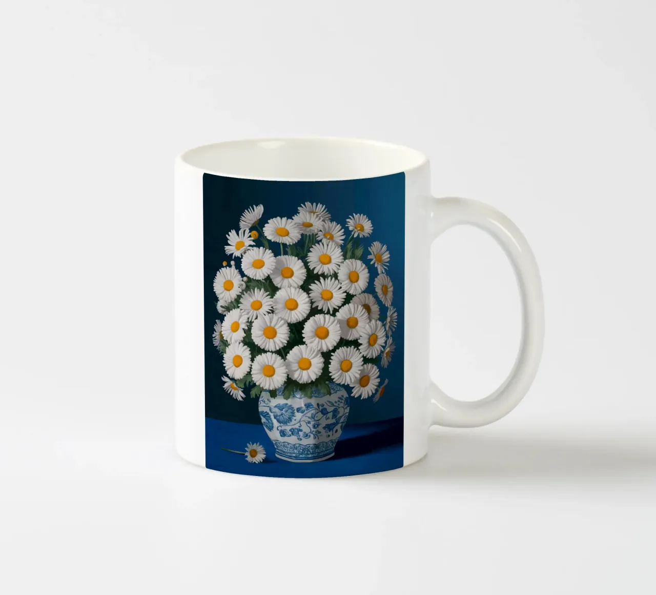 Margherite in un vaso blu tazza in ceramica da logic