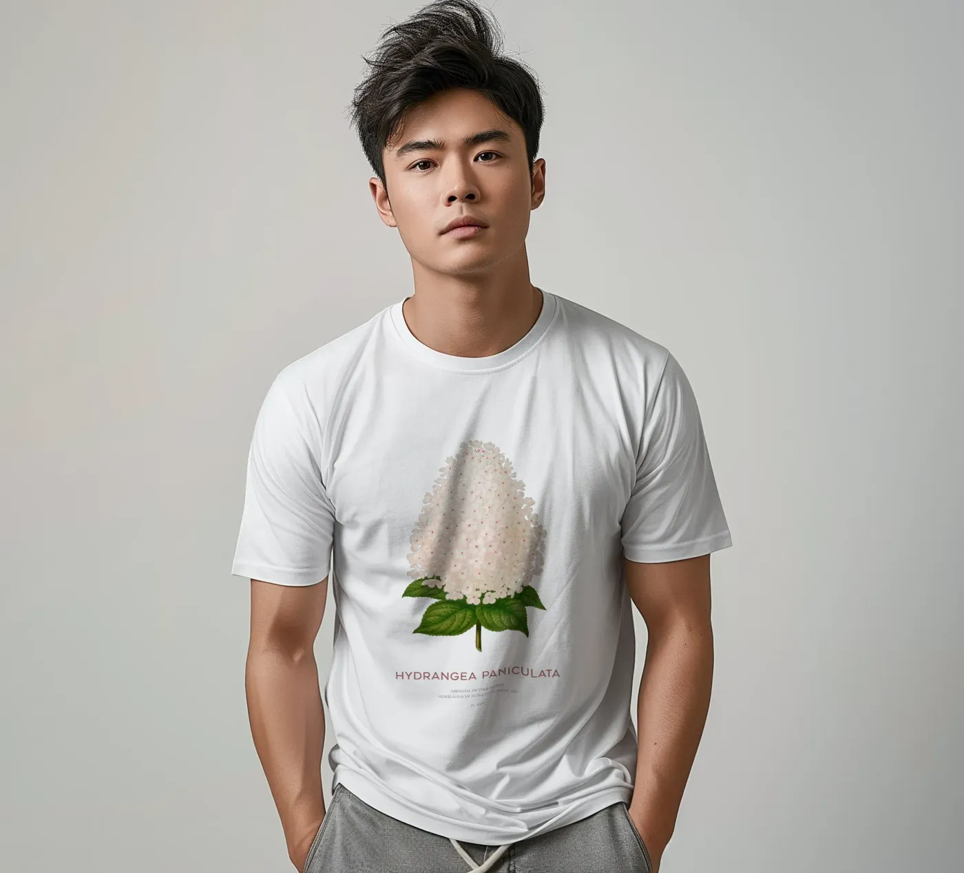 Panicled hydrangea or Hydrangea paniculata t-shirt da Vintagrafica