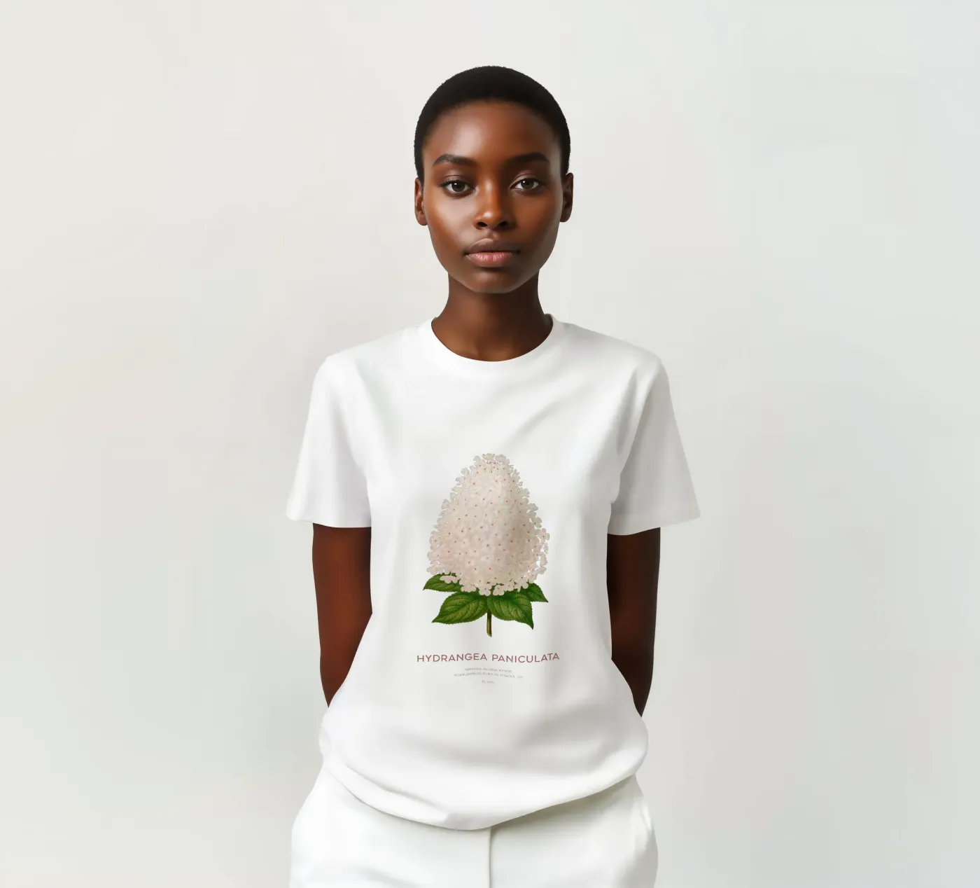 Panicled hydrangea or Hydrangea paniculata t-shirt da Vintagrafica