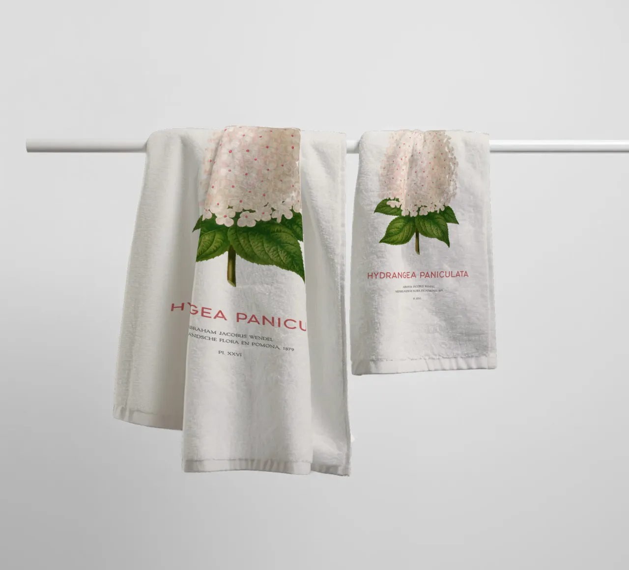 Panicled hydrangea or Hydrangea paniculata towel by Vintagrafica
