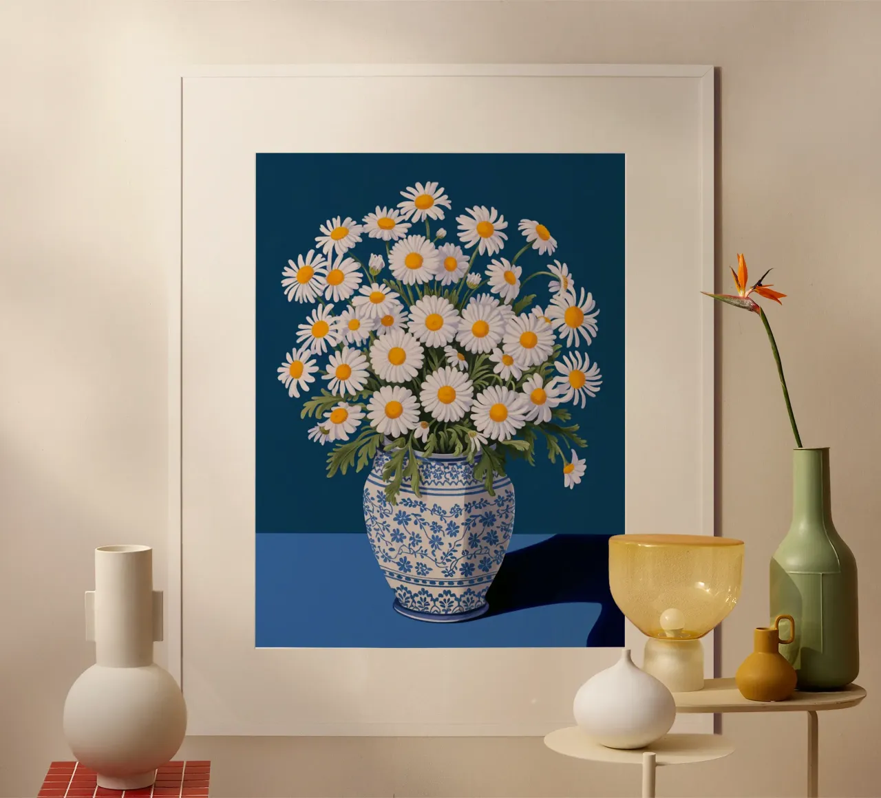 Daisies In A Blue Vase poster by logic