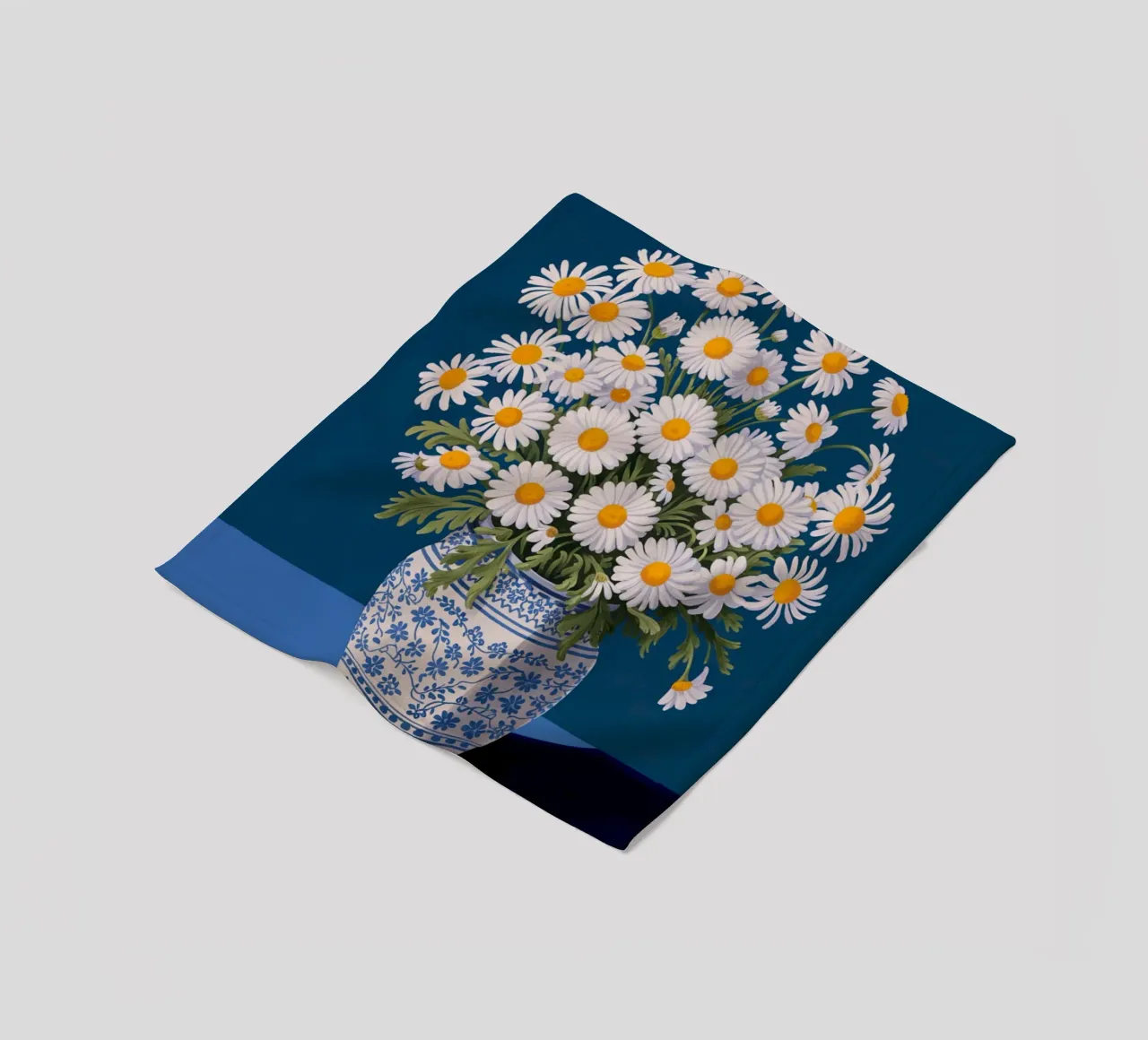 Margherite in un vaso blu coperta in pile da logic