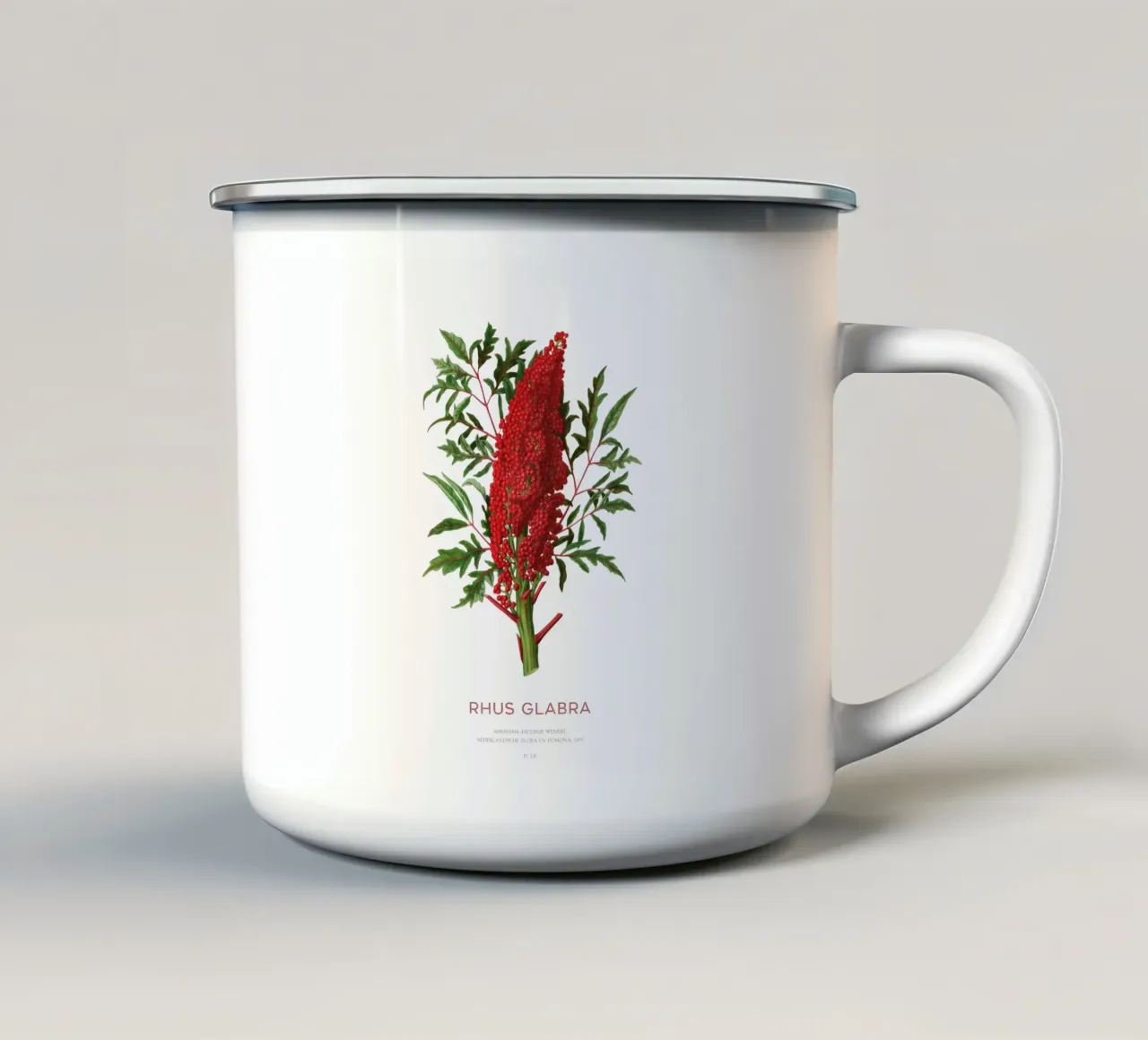 Glatter Sumach oder Rhus glabra Emaille Tasse von Vintagrafica
