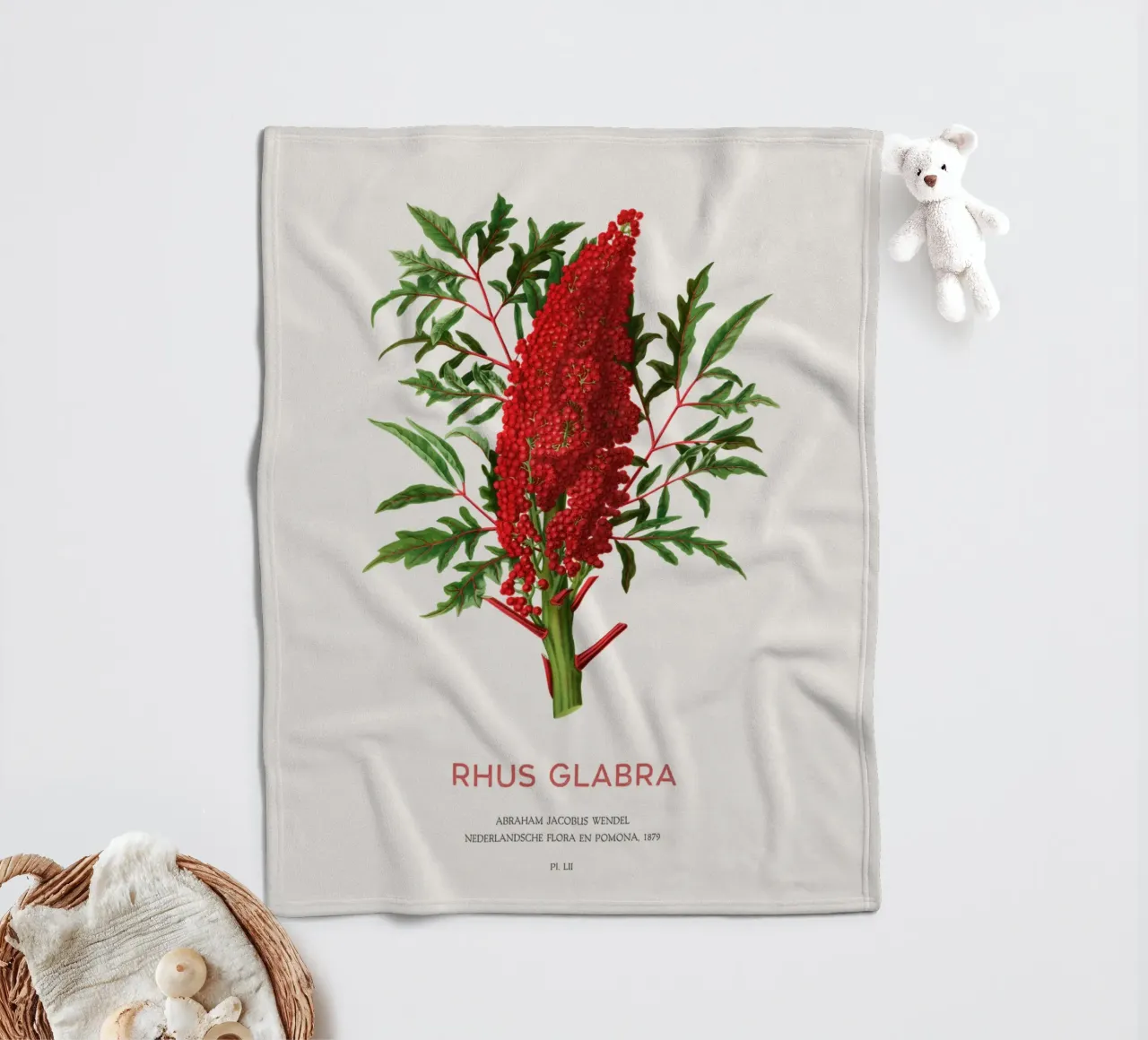 Glatter Sumach oder Rhus glabra Fleecedecke von Vintagrafica