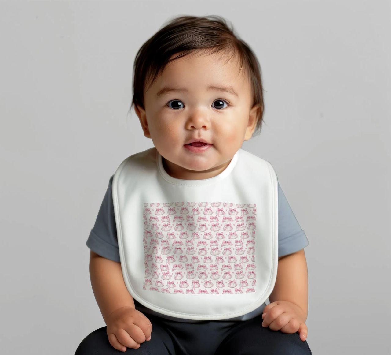 Cute Food Coquette Pink Bow Dumpling Chinese Lunar New Year (Nouvelle année lunaire chinoise) bavoir de Gentle Echoes Art