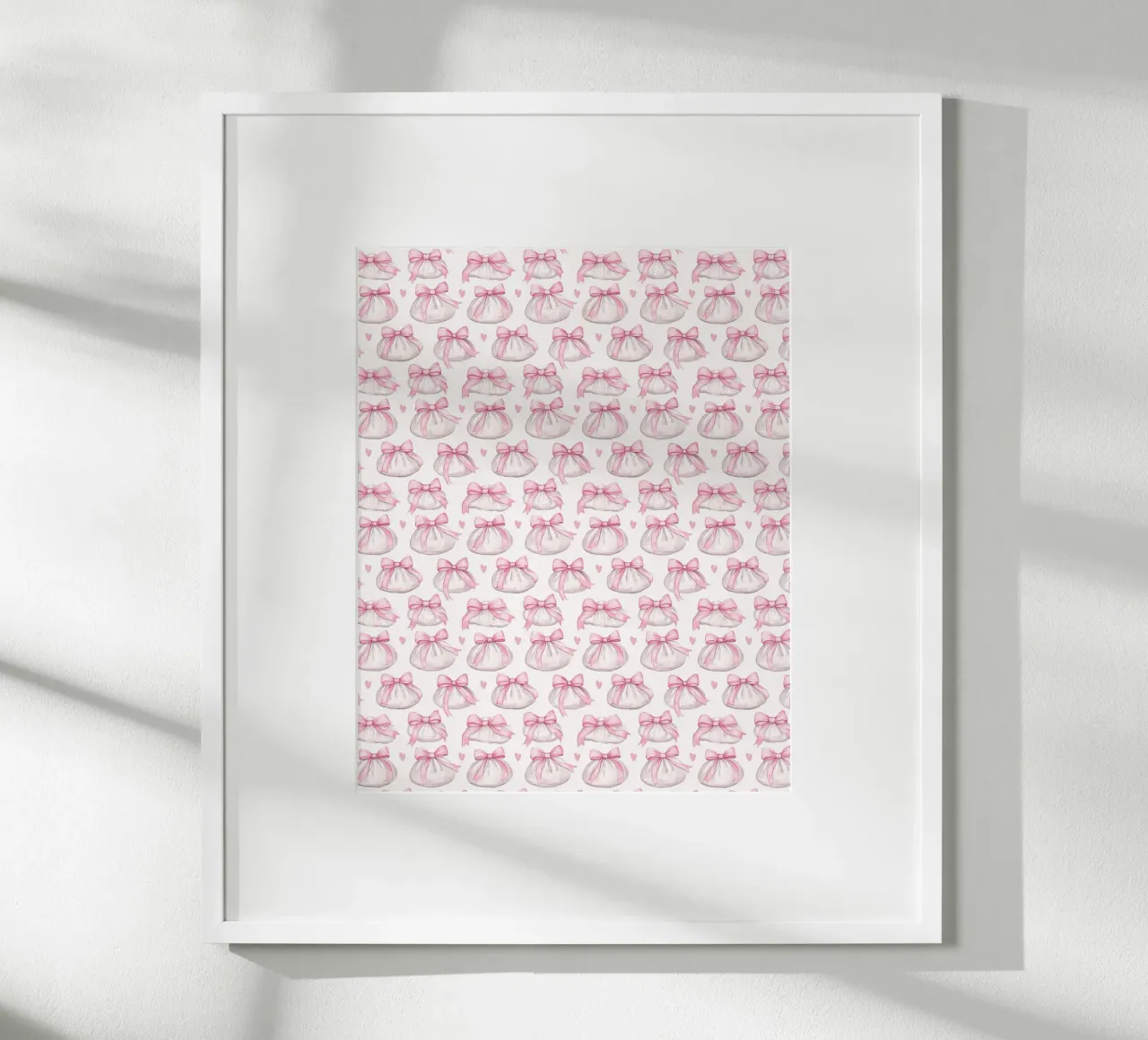 Carino cibo Coquette rosa Bow Dumpling Capodanno lunare cinese poster con telaio in alluminio da Gentle Echoes Art