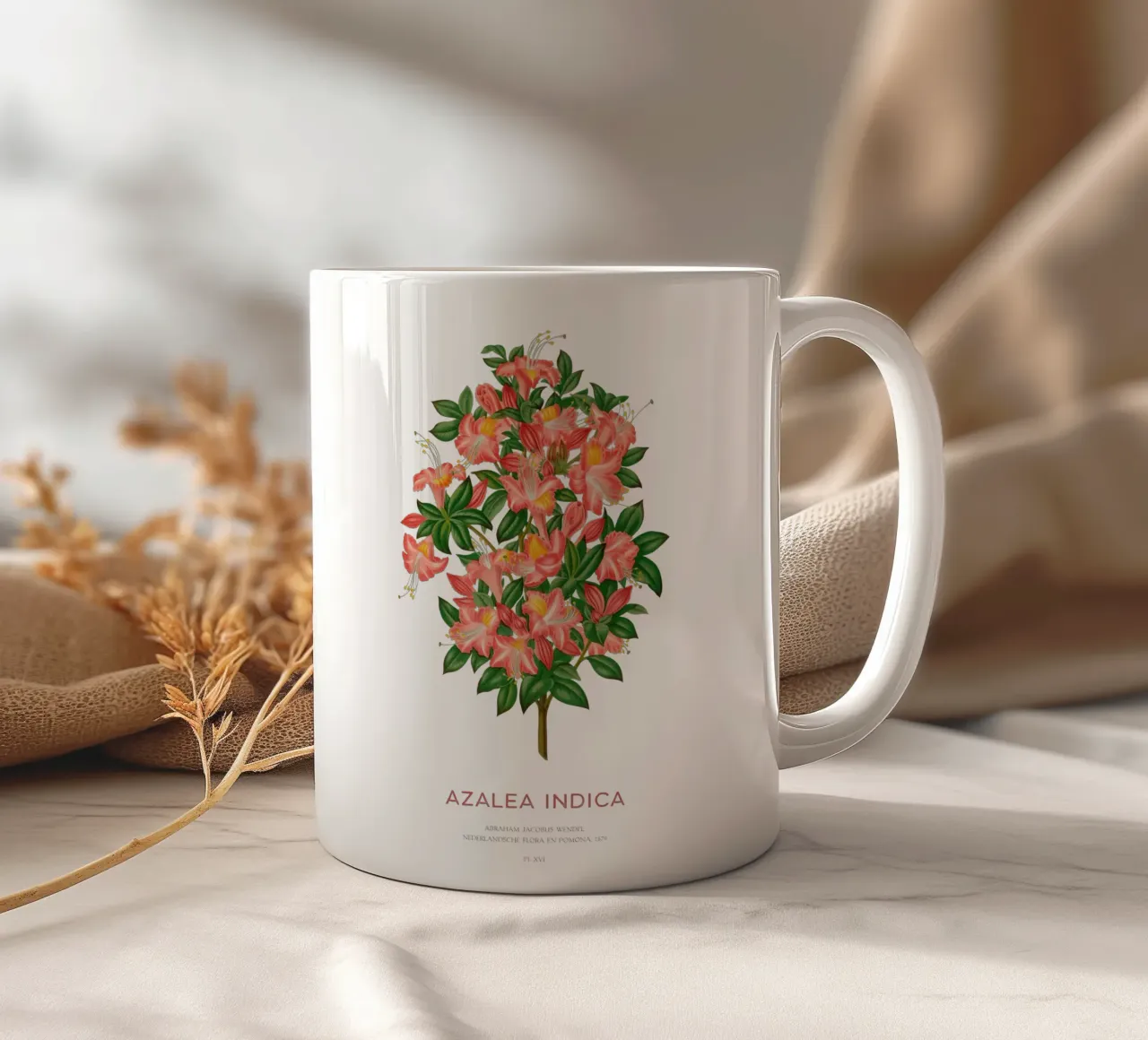 Azalea o Azalea indica tazza in ceramica da Vintagrafica
