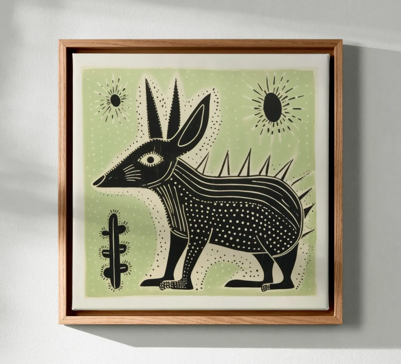 Green Aardvark 1 canvas by Minimal Animal Art