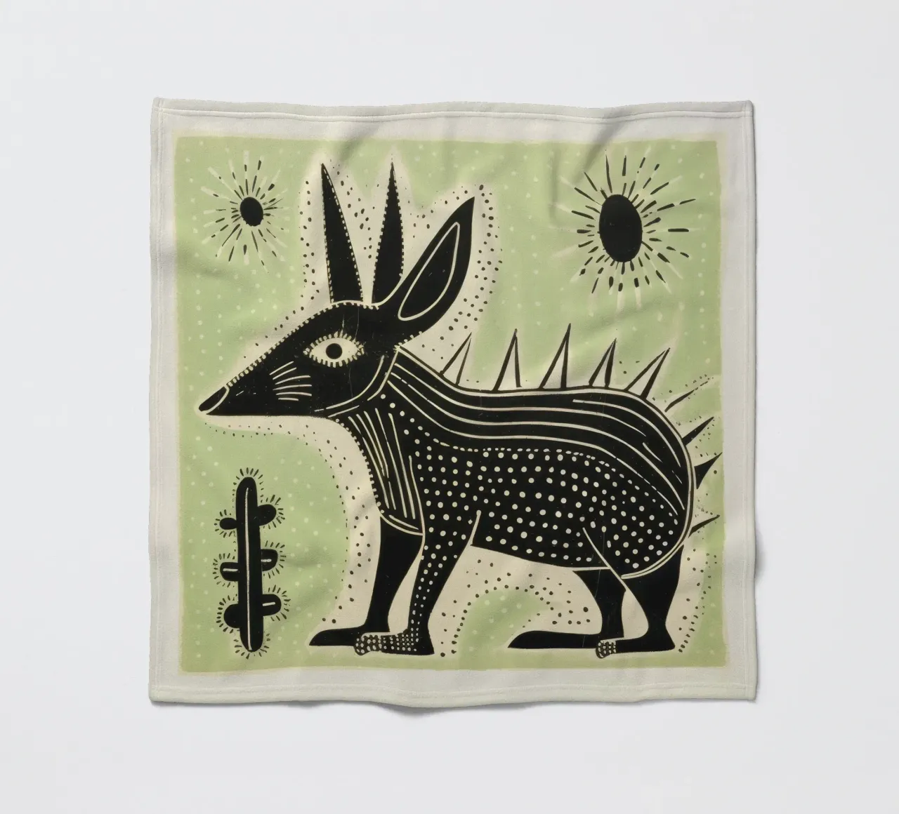 Green Aardvark 1 fleece blanket by Minimal Animal Art