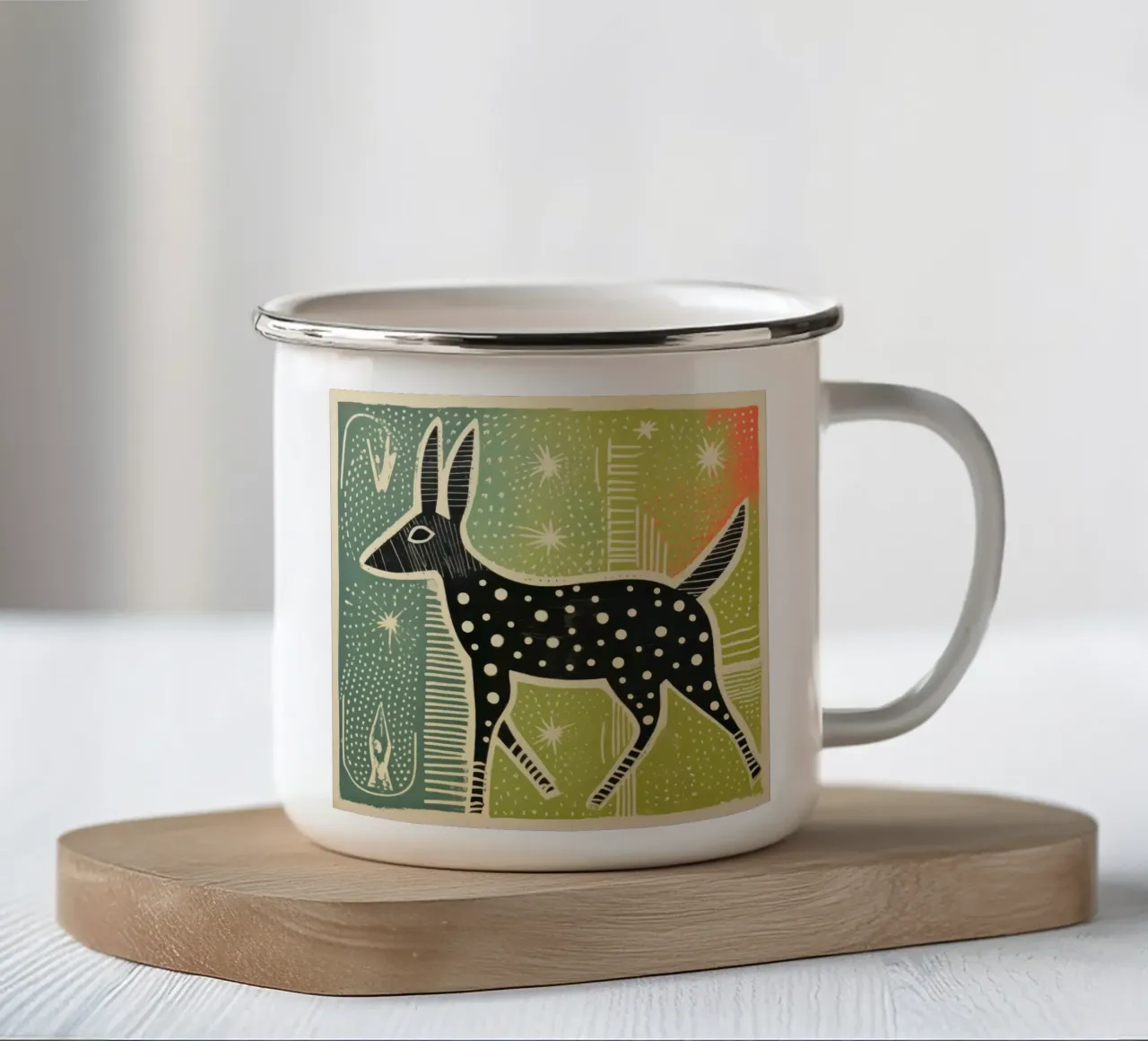 Orso verde 4 tazza in smalto da Minimal Animal Art