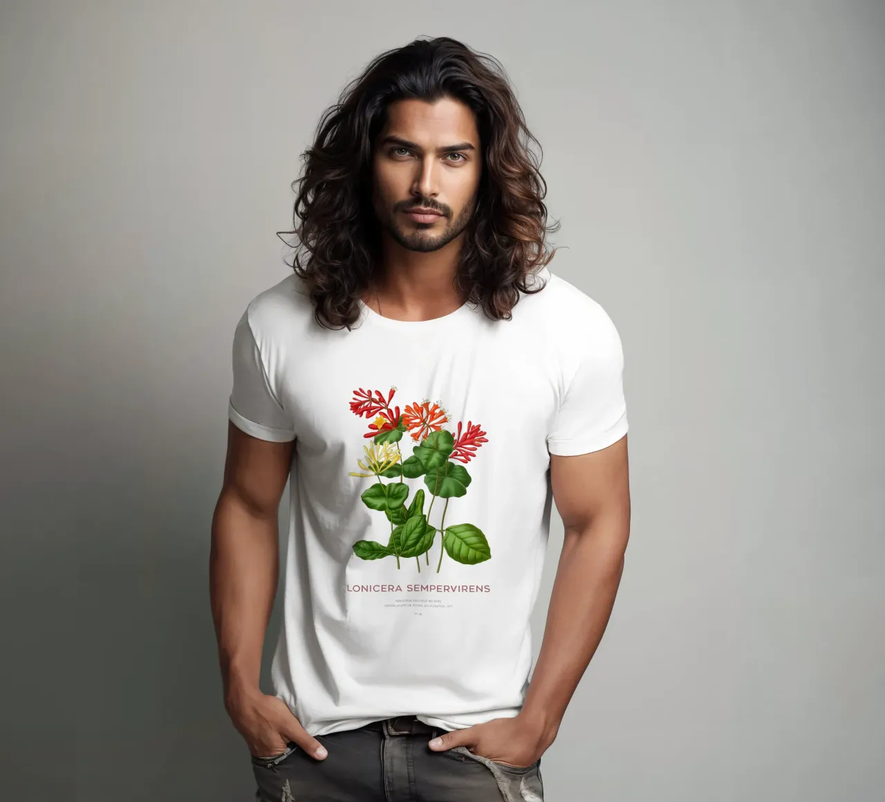 Caprifoglio corallino o Lonicera sempervirens t-shirt da Vintagrafica