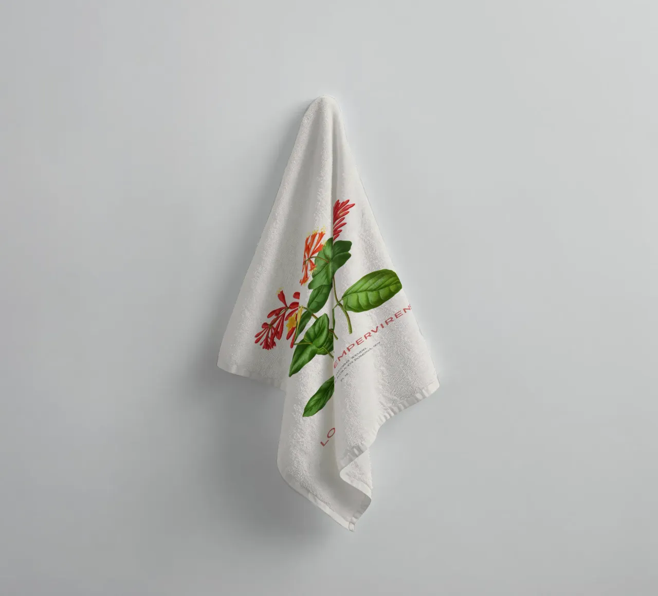 Korallengeißblatt oder Lonicera sempervirens Handtuch von Vintagrafica