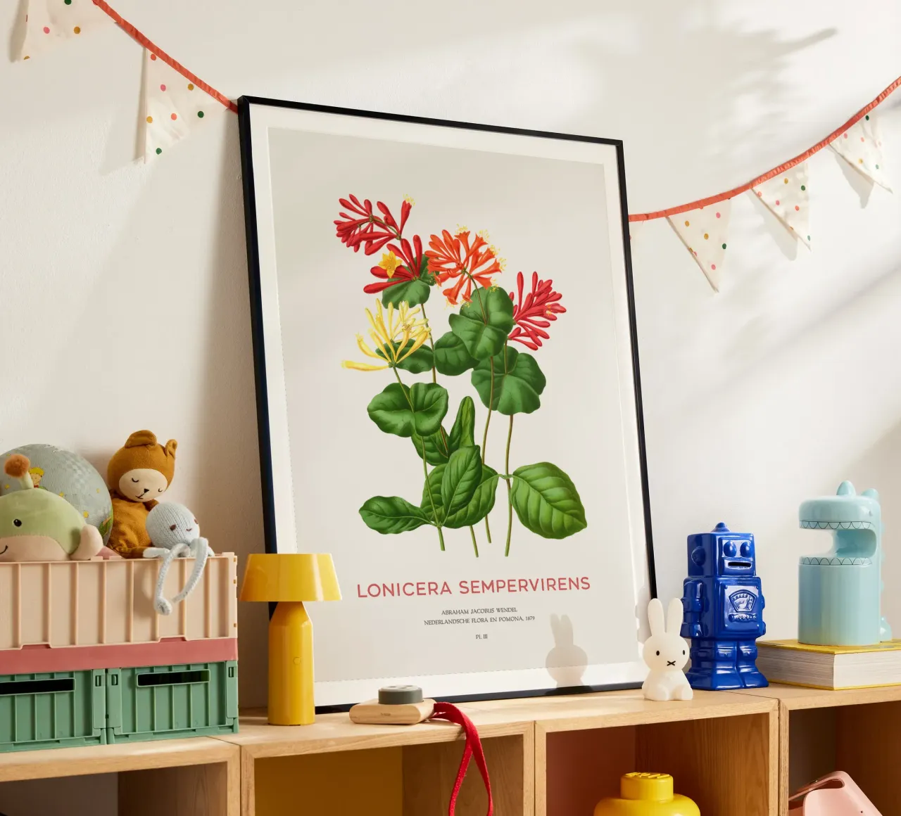 Korallengeißblatt oder Lonicera sempervirens Poster von Vintagrafica