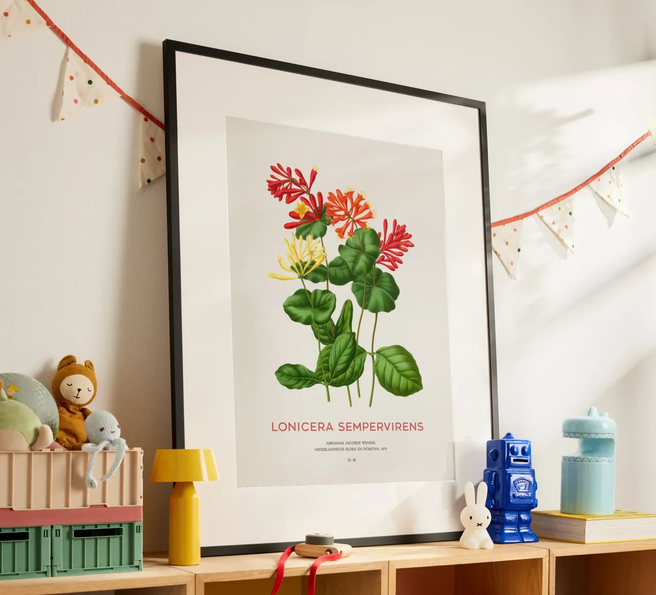 Korallengeißblatt oder Lonicera sempervirens Poster von Vintagrafica