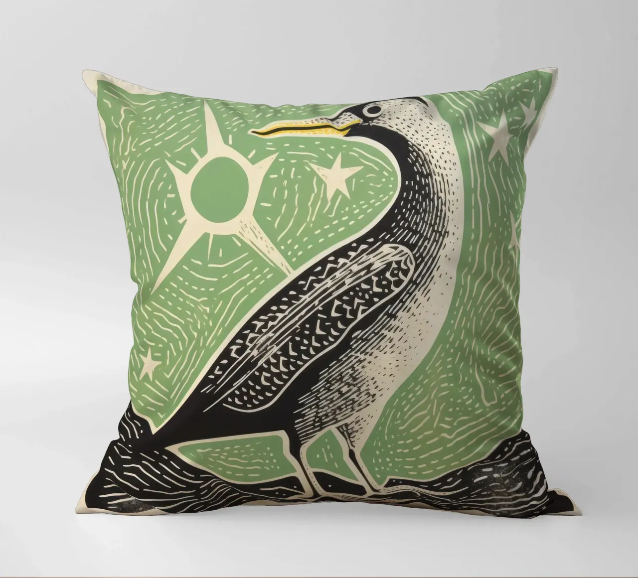 Albatros verde 1 cuscino da Minimal Animal Art