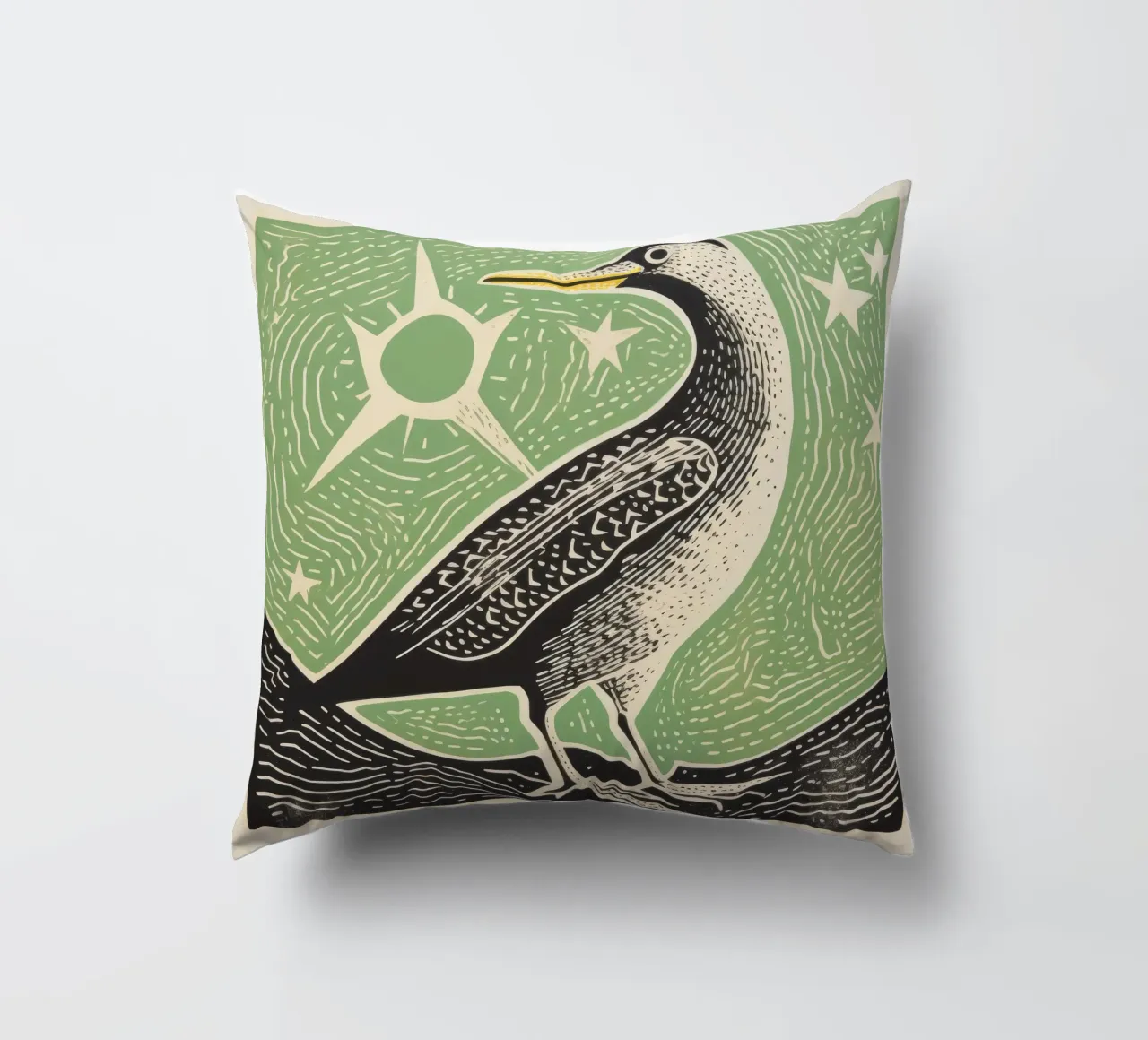 Albatros verde 1 cuscino da Minimal Animal Art