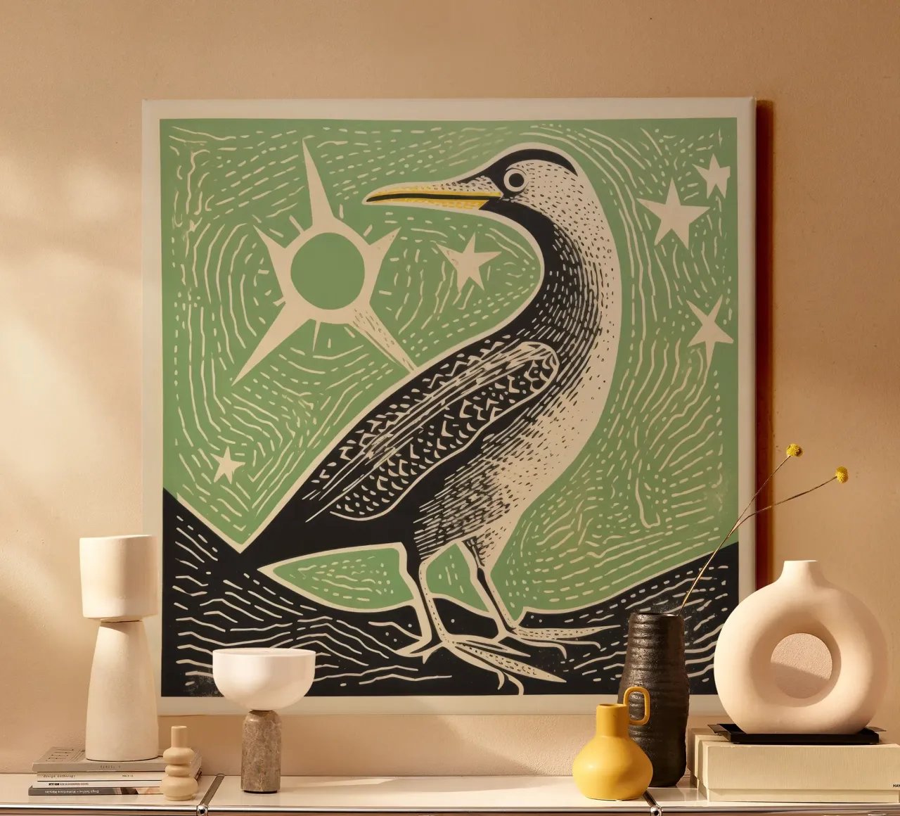 Grüner Albatros 1 Leinwand von Minimal Animal Art