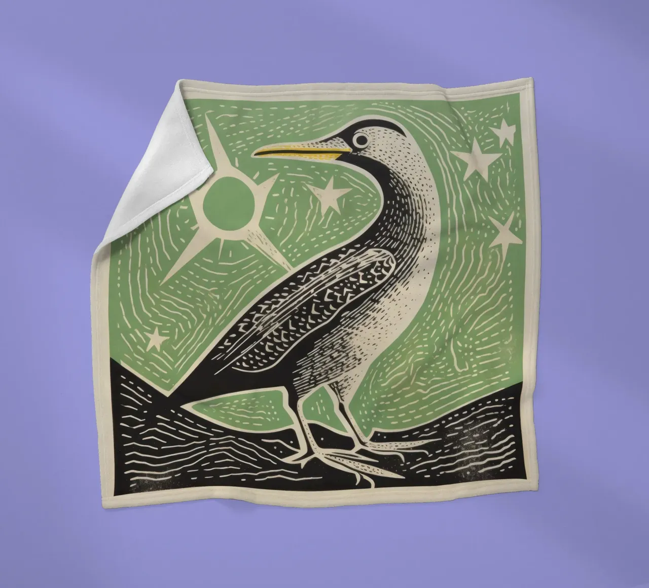 Green Albatross 1 fleece blanket by Minimal Animal Art
