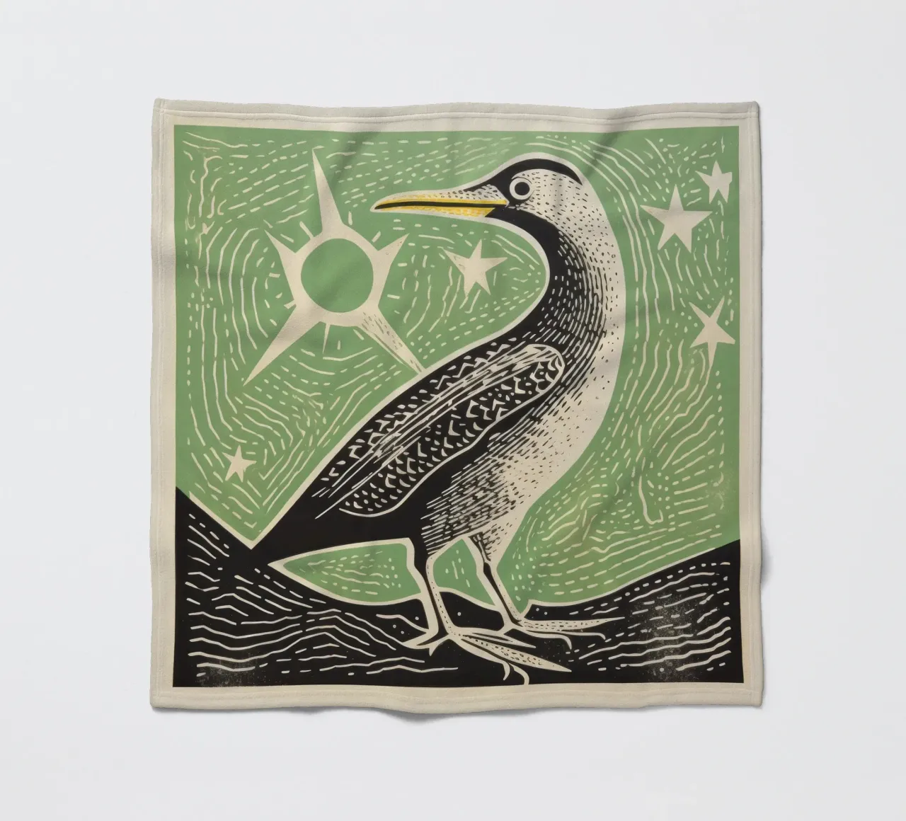 Green Albatross 1 fleece blanket by Minimal Animal Art