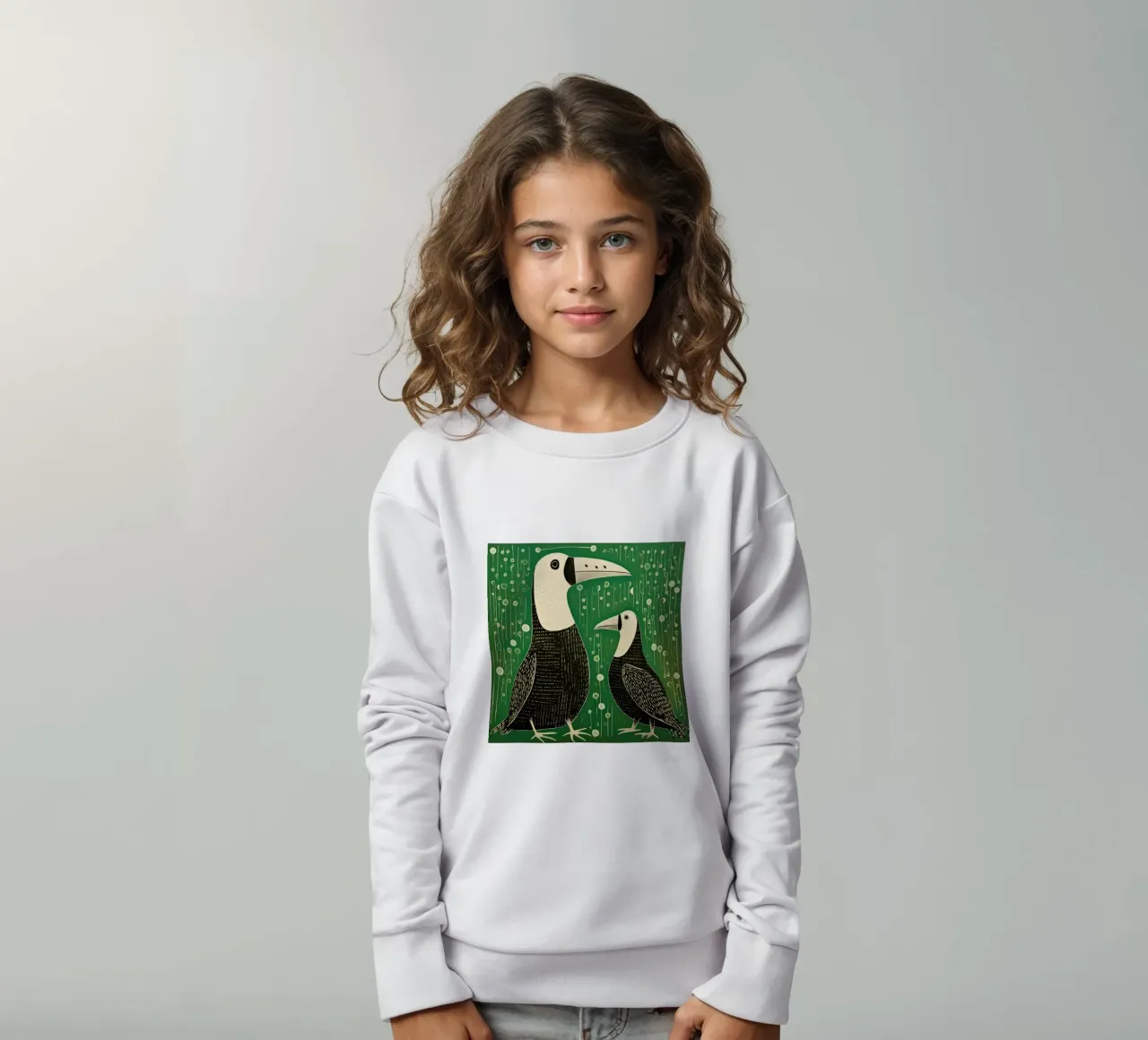 Albatros verde 2 felpa bambino da Minimal Animal Art