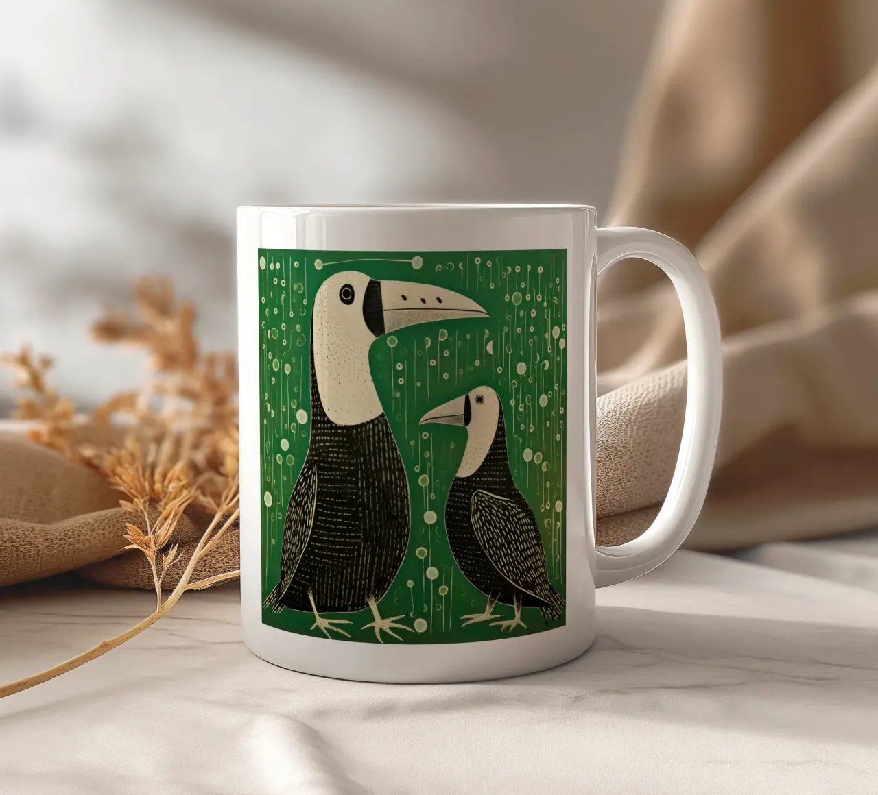 Albatros verde 2 tazza in ceramica da Minimal Animal Art