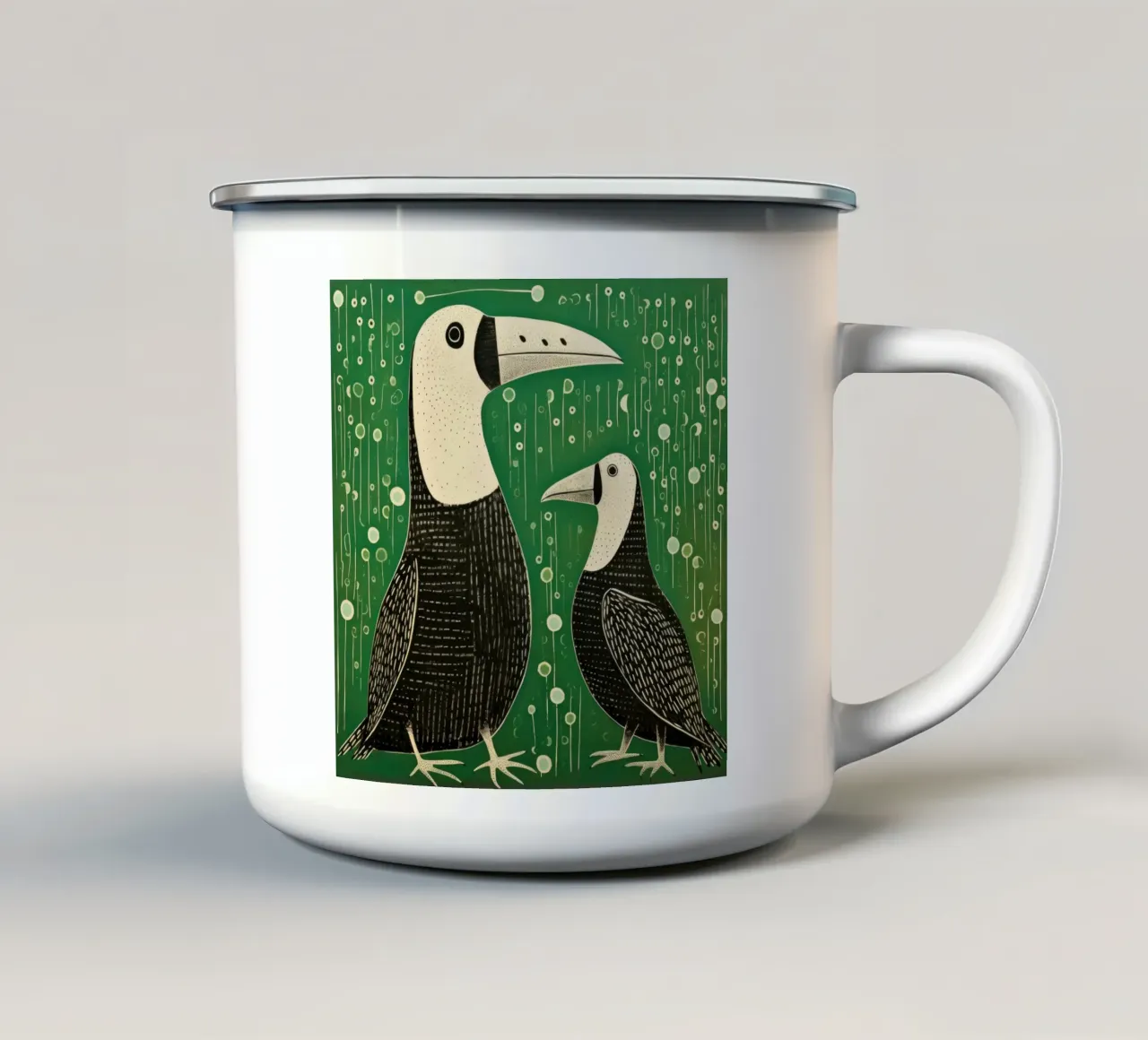 Albatros verde 2 tazza in smalto da Minimal Animal Art