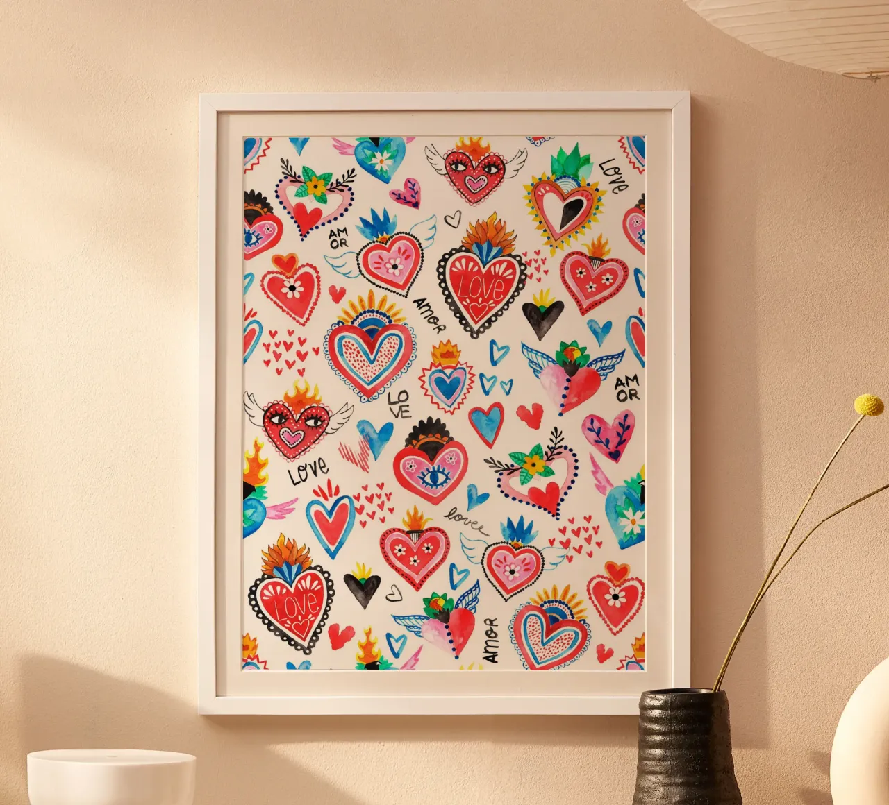 AMORE Pattern poster con telaio in plastica da treechild