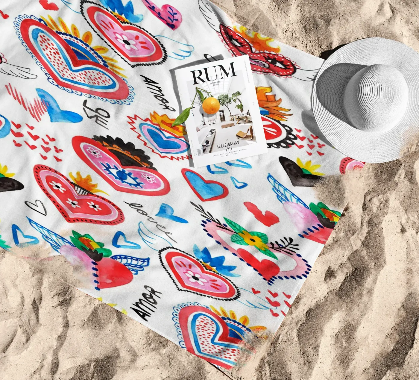 AMORE Pattern serviette de plage de treechild