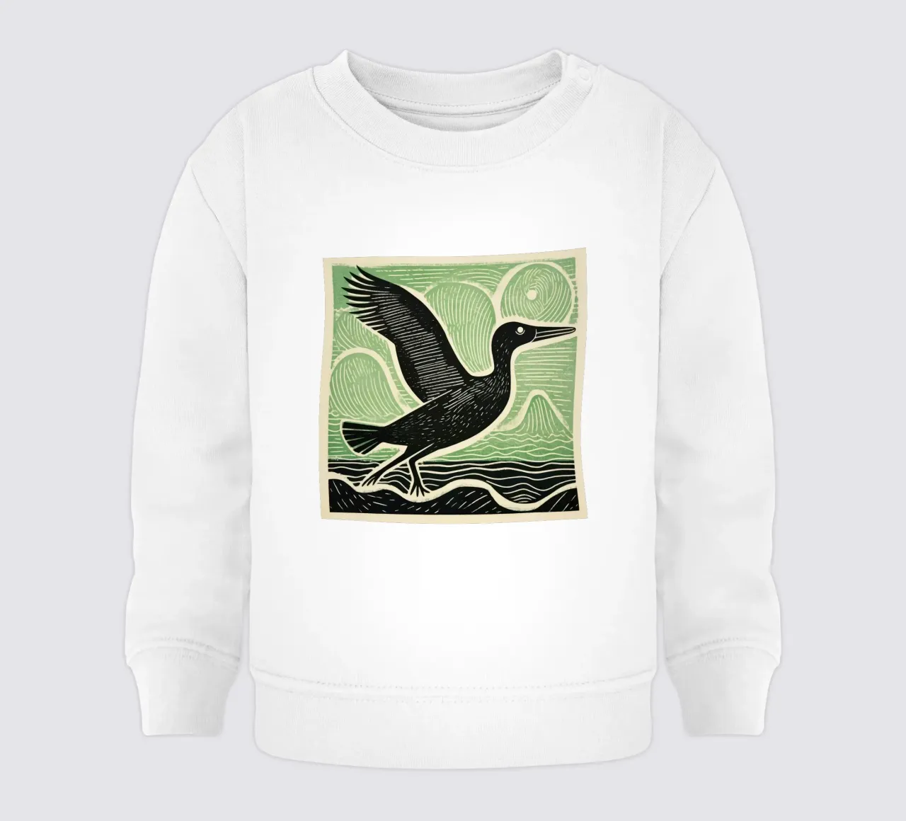 Albatros verde 3 felpa neonato da Minimal Animal Art