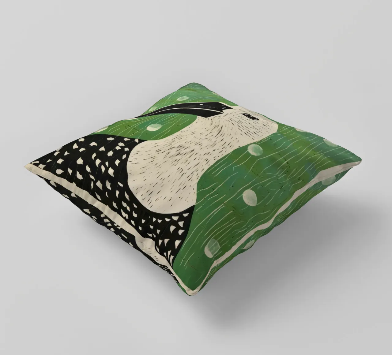 Albatros verde 4 cuscino da Minimal Animal Art