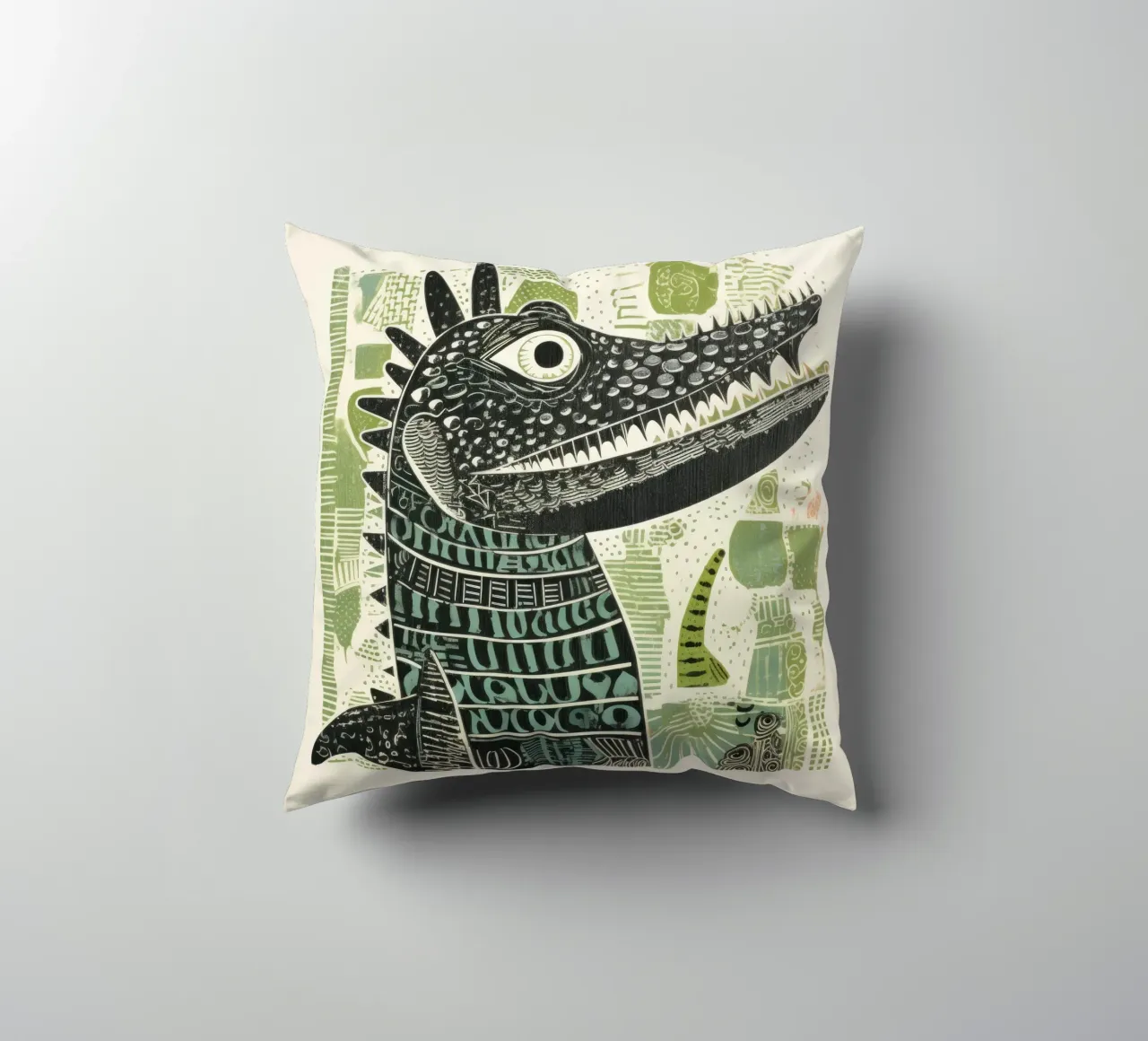Alligatore verde 1 cuscino da Minimal Animal Art