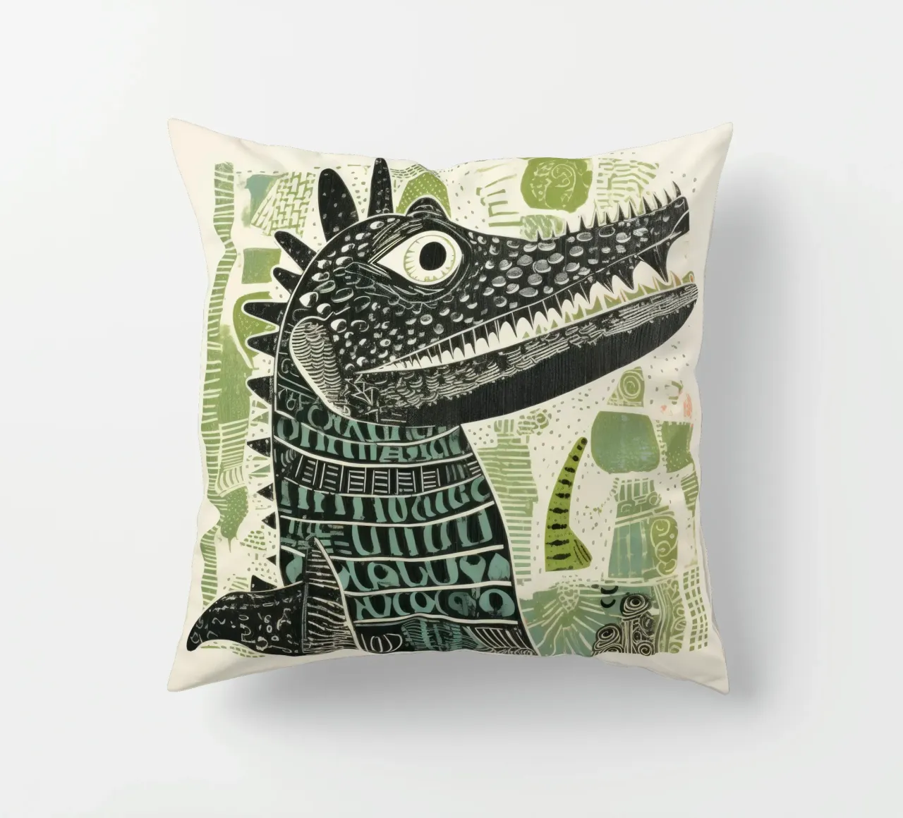 Alligatore verde 1 cuscino da Minimal Animal Art