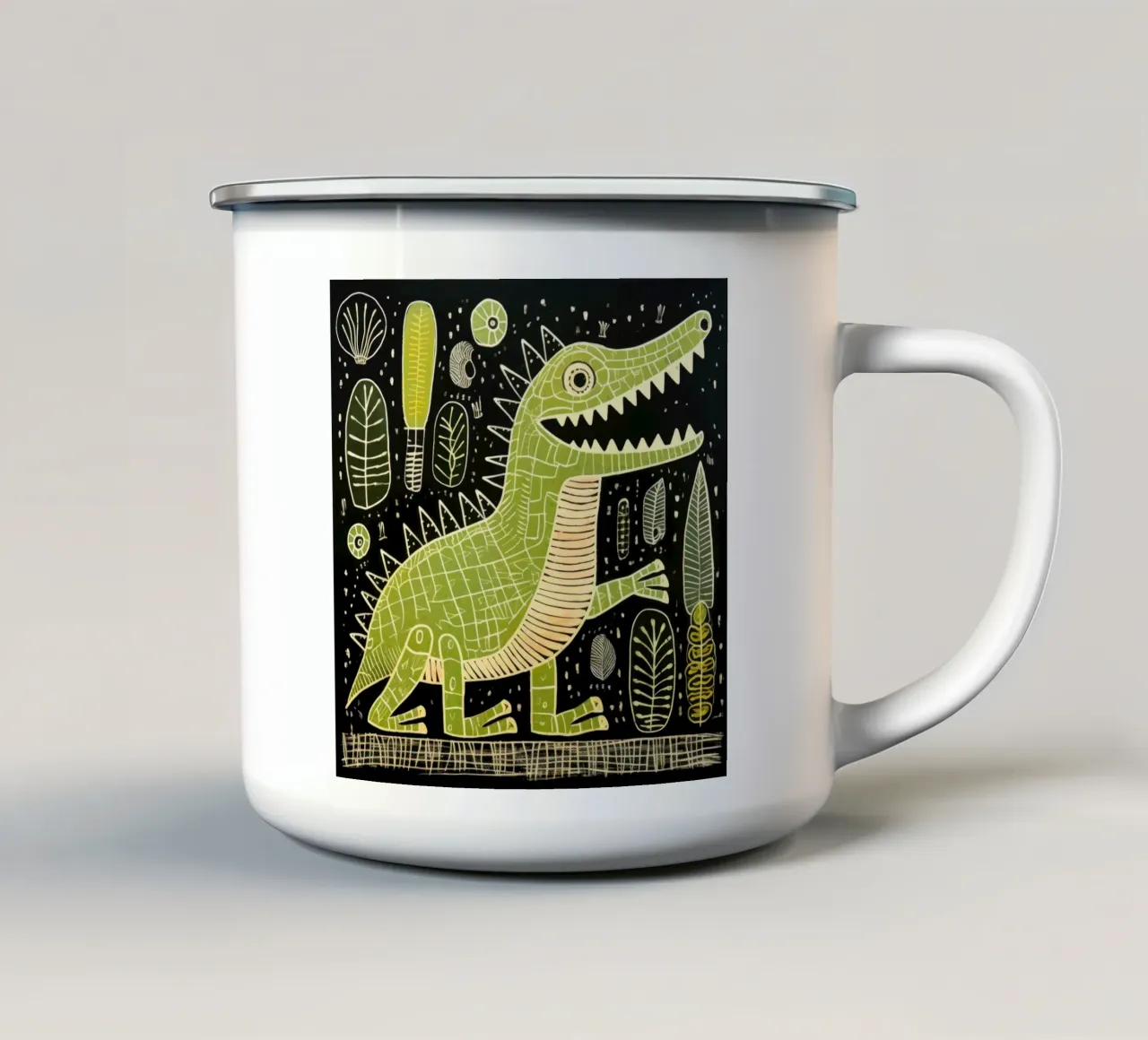Alligatore verde 2 tazza in smalto da Minimal Animal Art